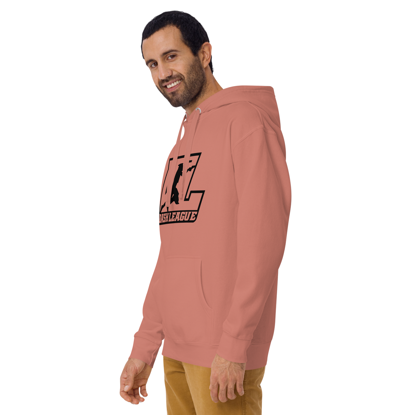 Sweat à capuche unisexe avec logo DL noir (avant + arrière)