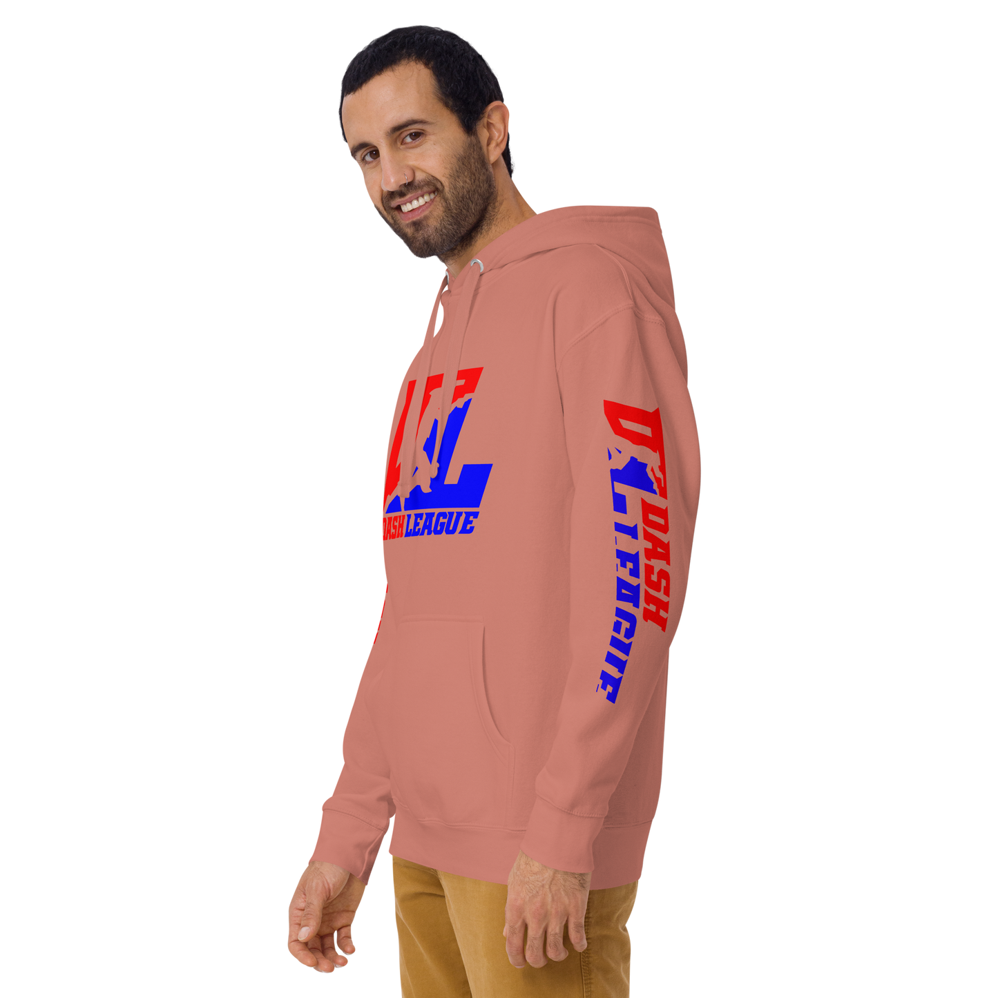 Sudadera unisex con capucha y logotipo DL en color (parte delantera y mangas)