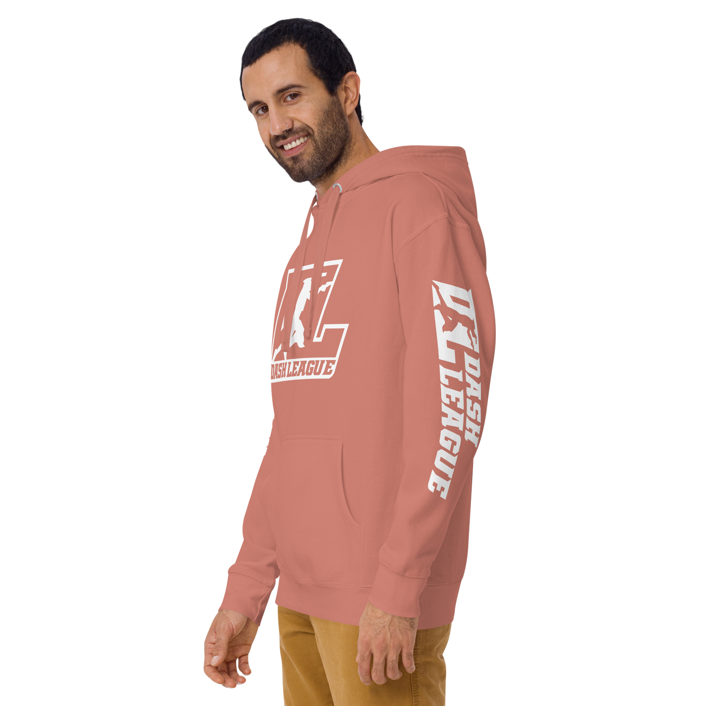 Sweat à capuche unisexe avec logo DL blanc (devant + manches)