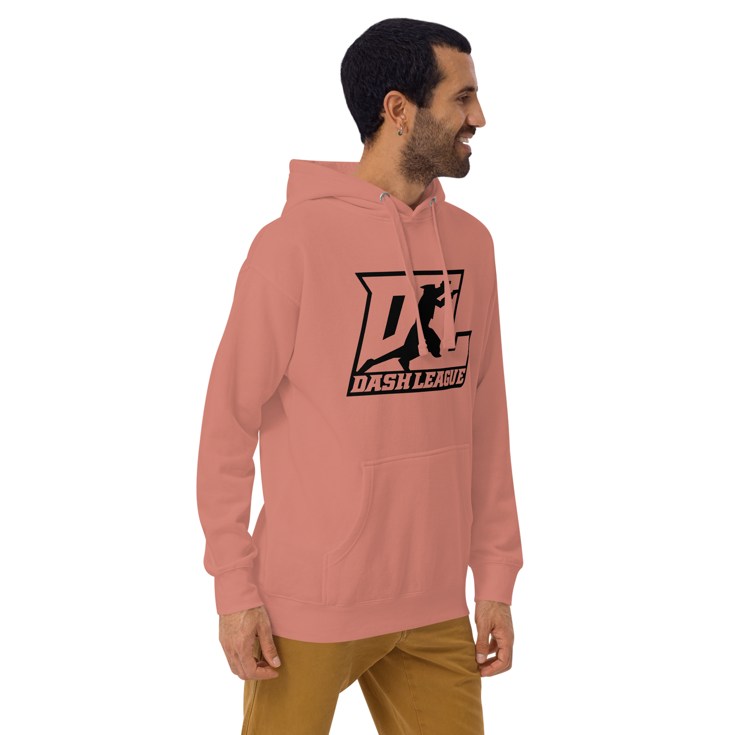 Sweat à capuche unisexe avec logo DL noir (avant + arrière)