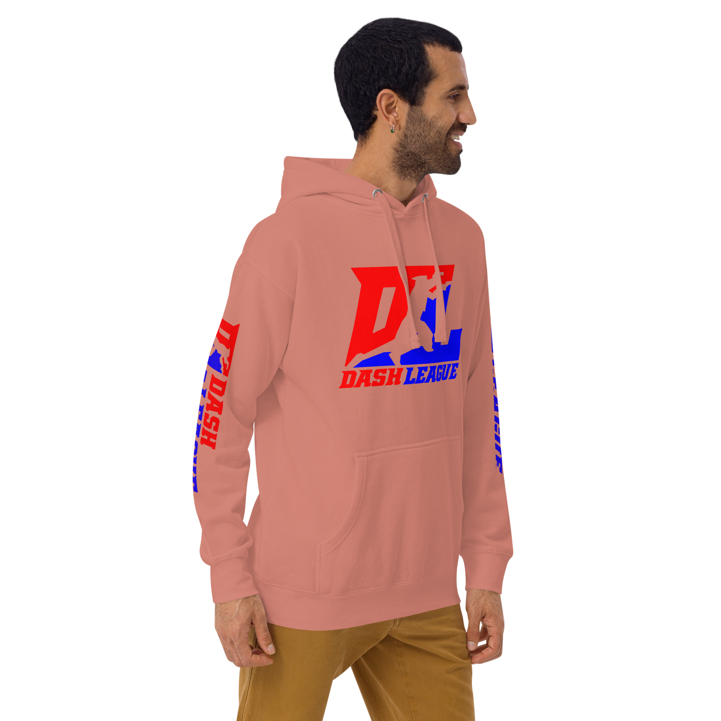 Sudadera unisex con capucha y logotipo DL en color (parte delantera y mangas)