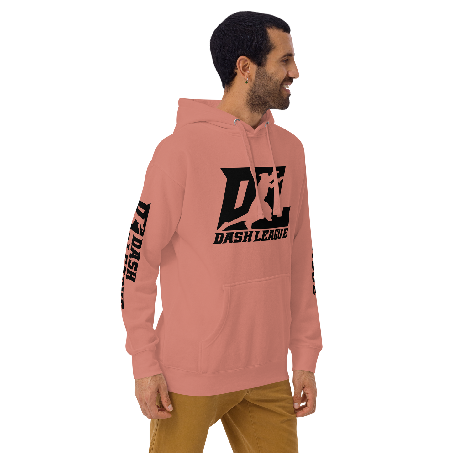 Sweat à capuche unisexe noir avec logo DL (devant + manches)