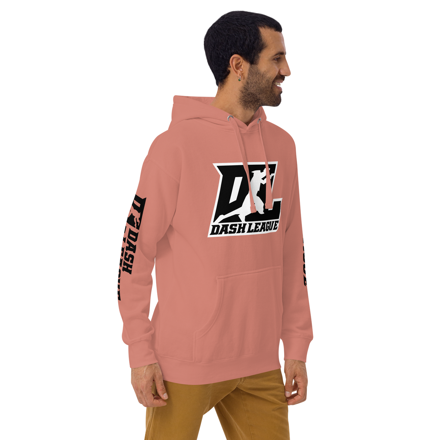 Hoodie Black with White Outline DL Logo (Front+Sleeves)