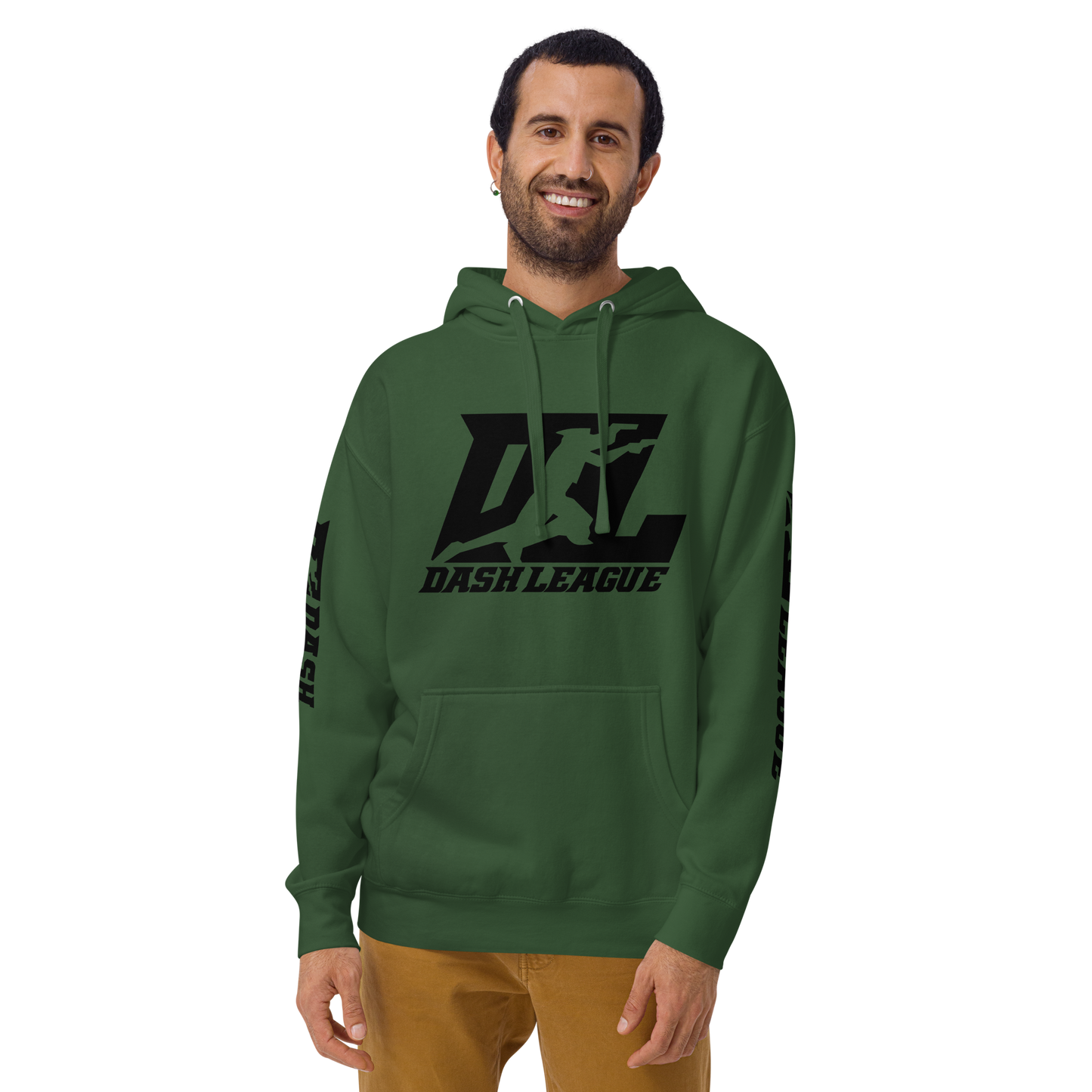 Sweat à capuche unisexe noir avec logo DL (devant + manches)