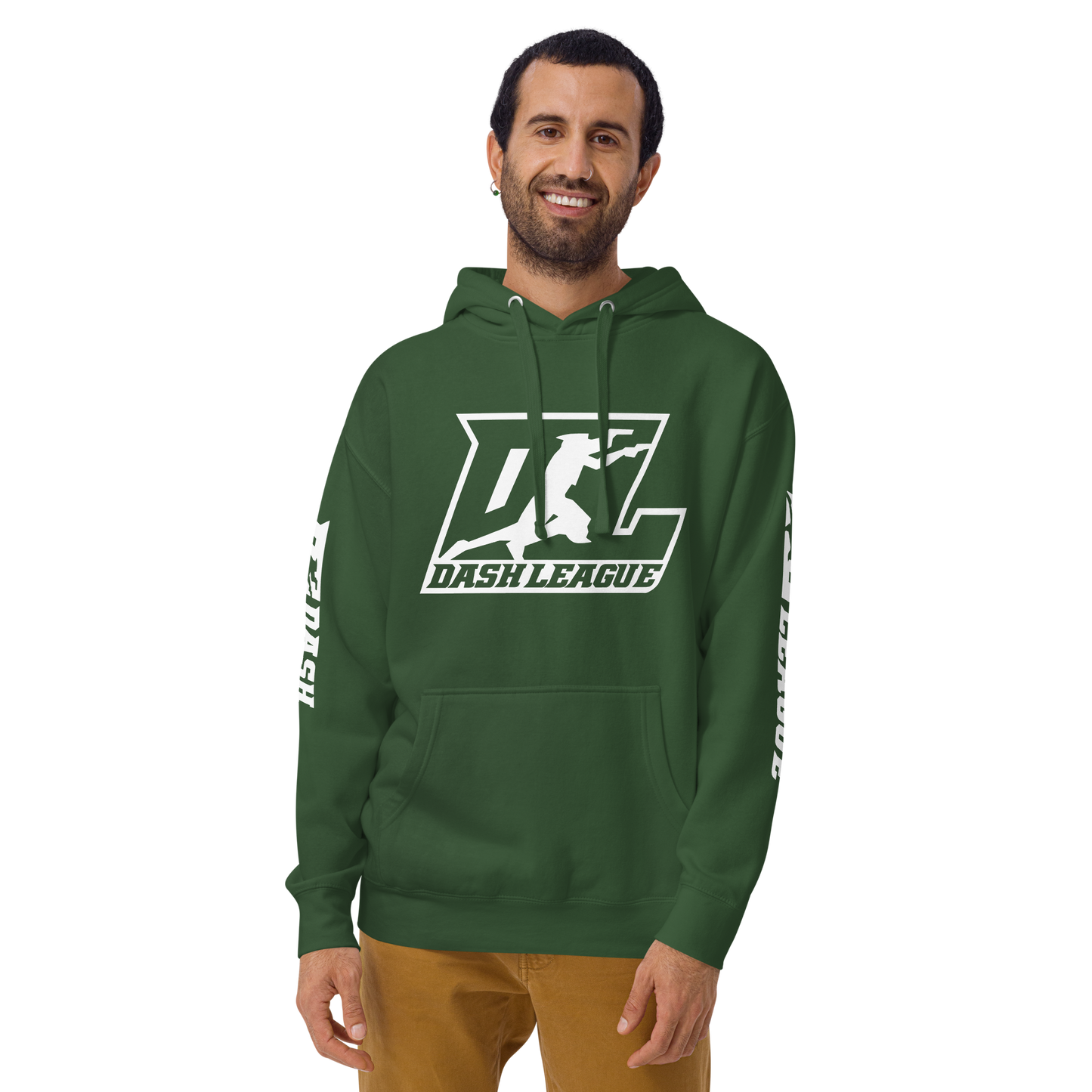Sweat à capuche unisexe avec logo DL blanc (devant + manches)