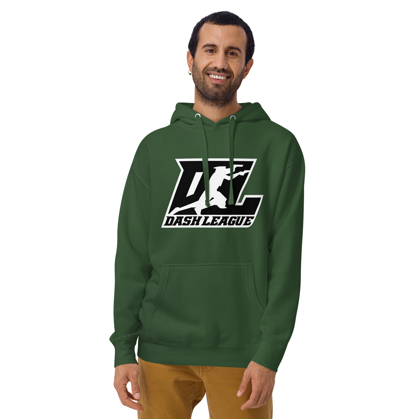 Sweat à capuche unisexe noir avec logo DL à contour blanc