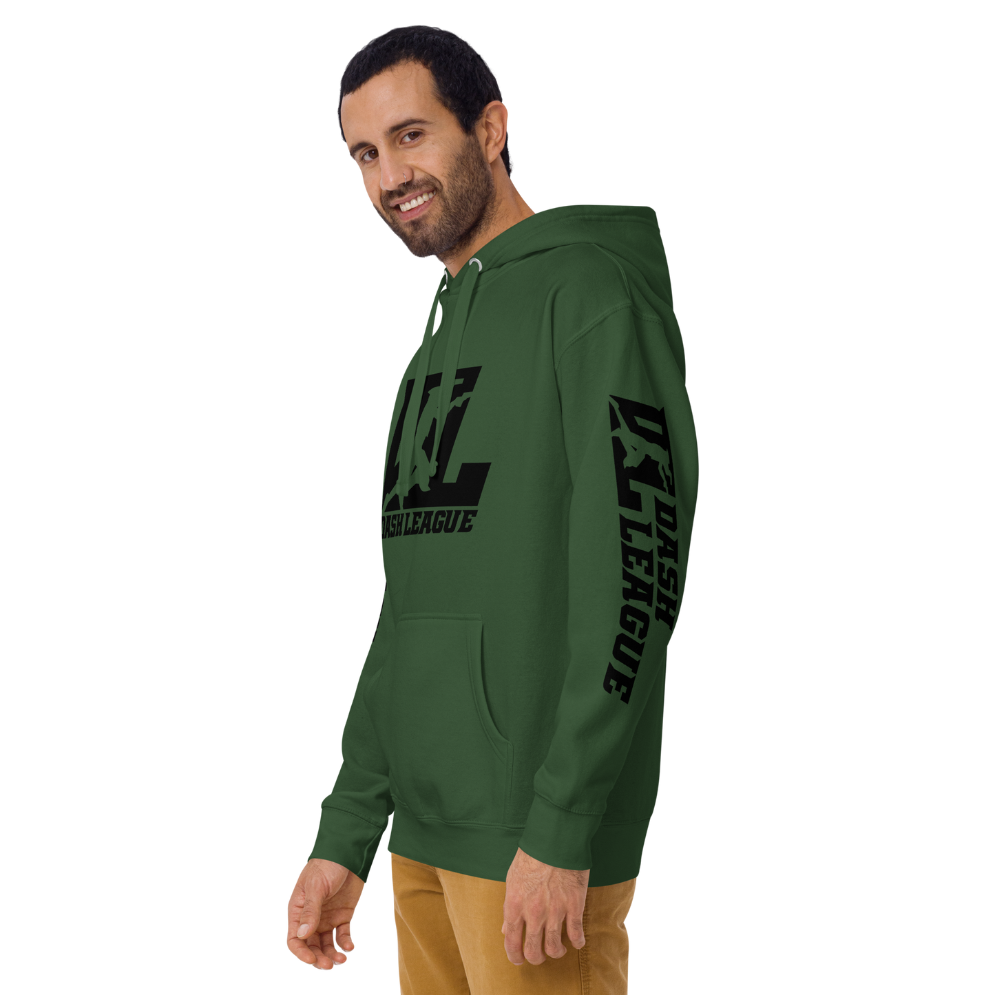 Sweat à capuche unisexe noir avec logo DL (devant + manches)