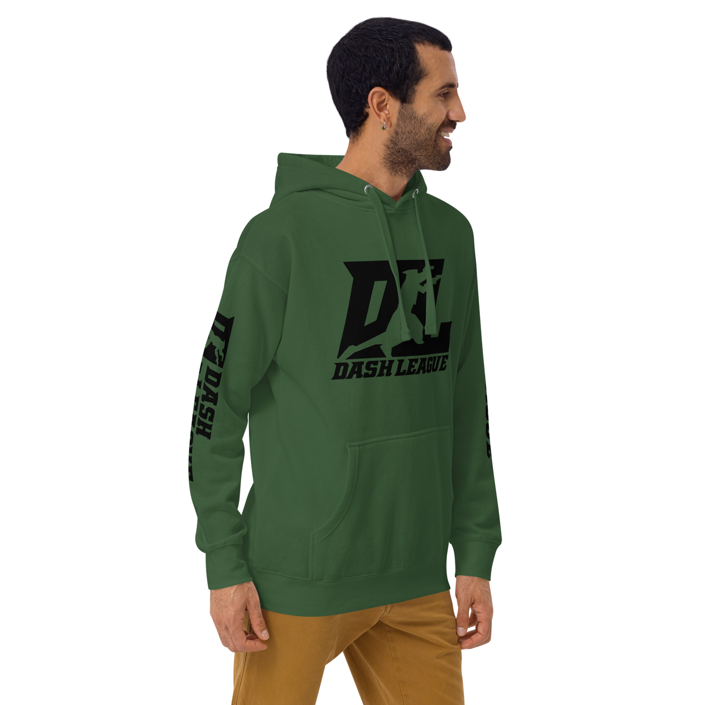 Sweat à capuche unisexe noir avec logo DL (devant + manches)