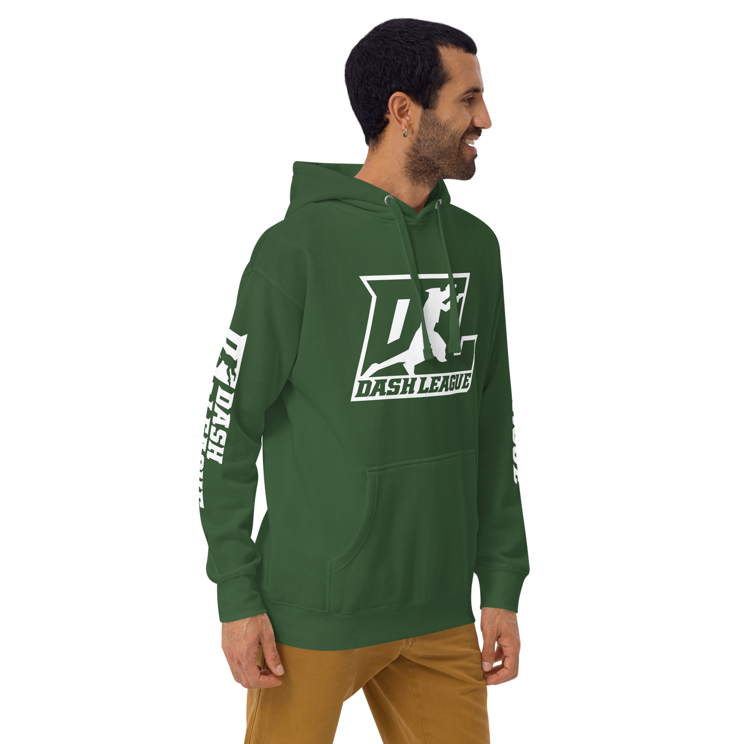 Sweat à capuche unisexe avec logo DL blanc (devant + manches)