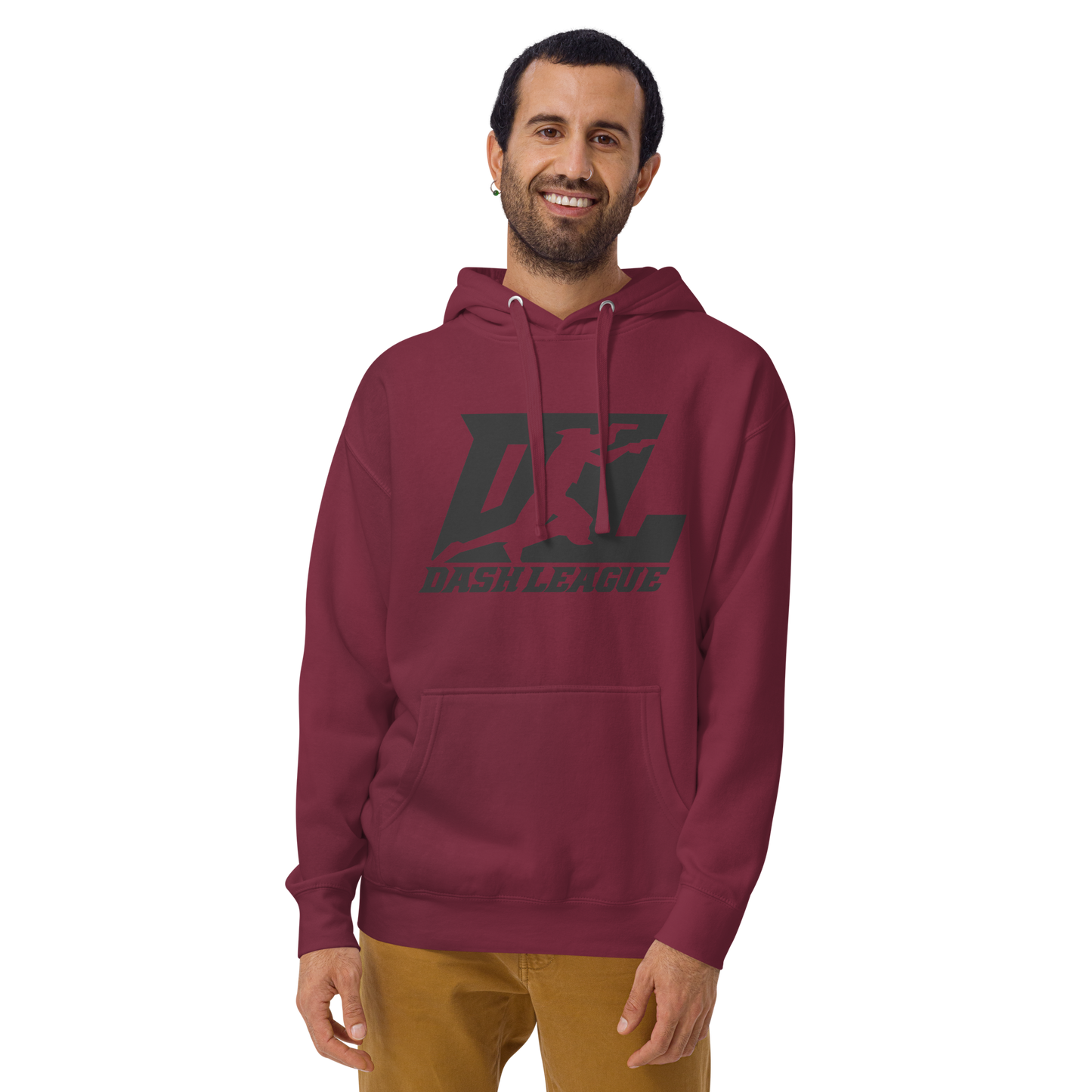 Sudadera unisex con capucha negra con logotipo DL