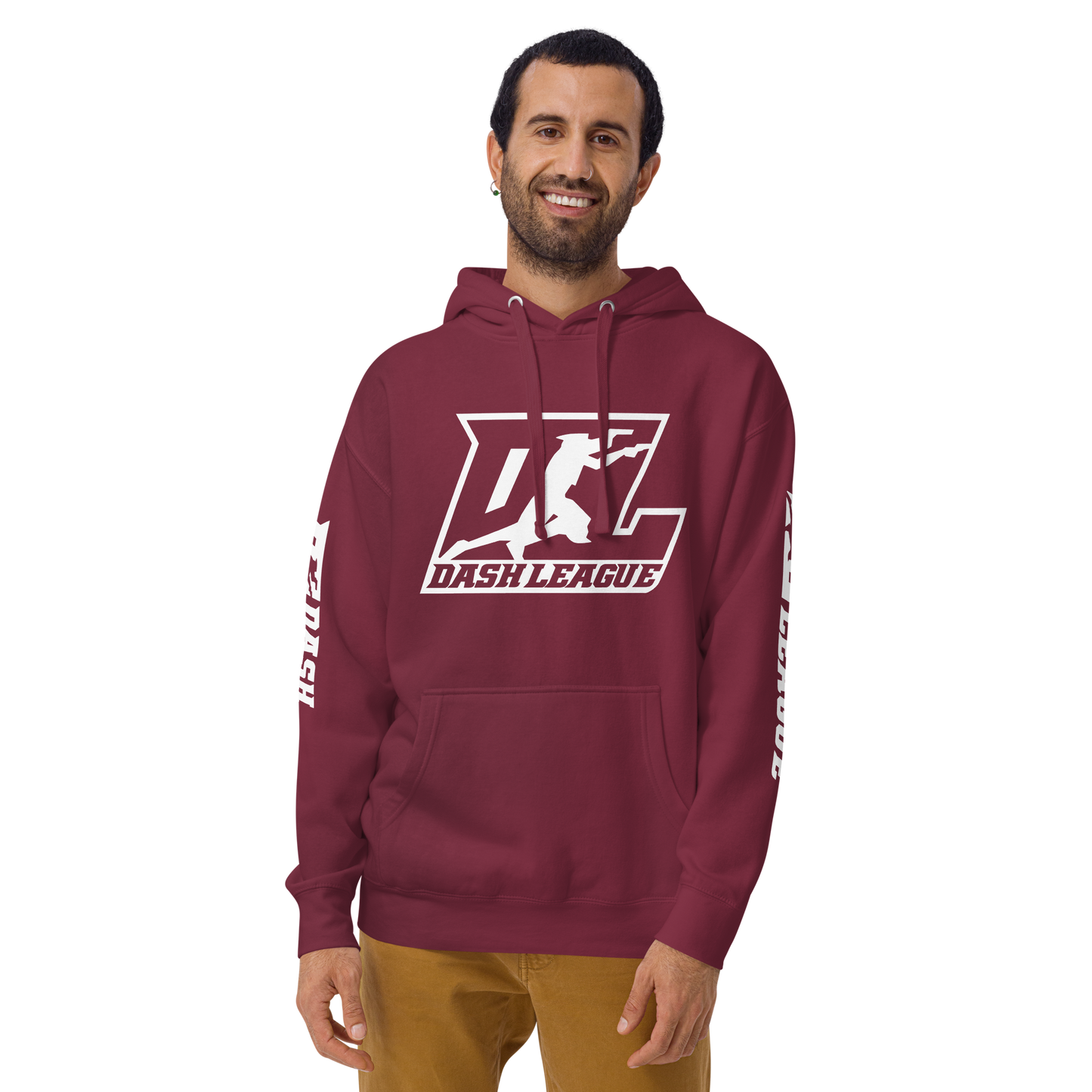 Sweat à capuche unisexe avec logo DL blanc (devant + manches)