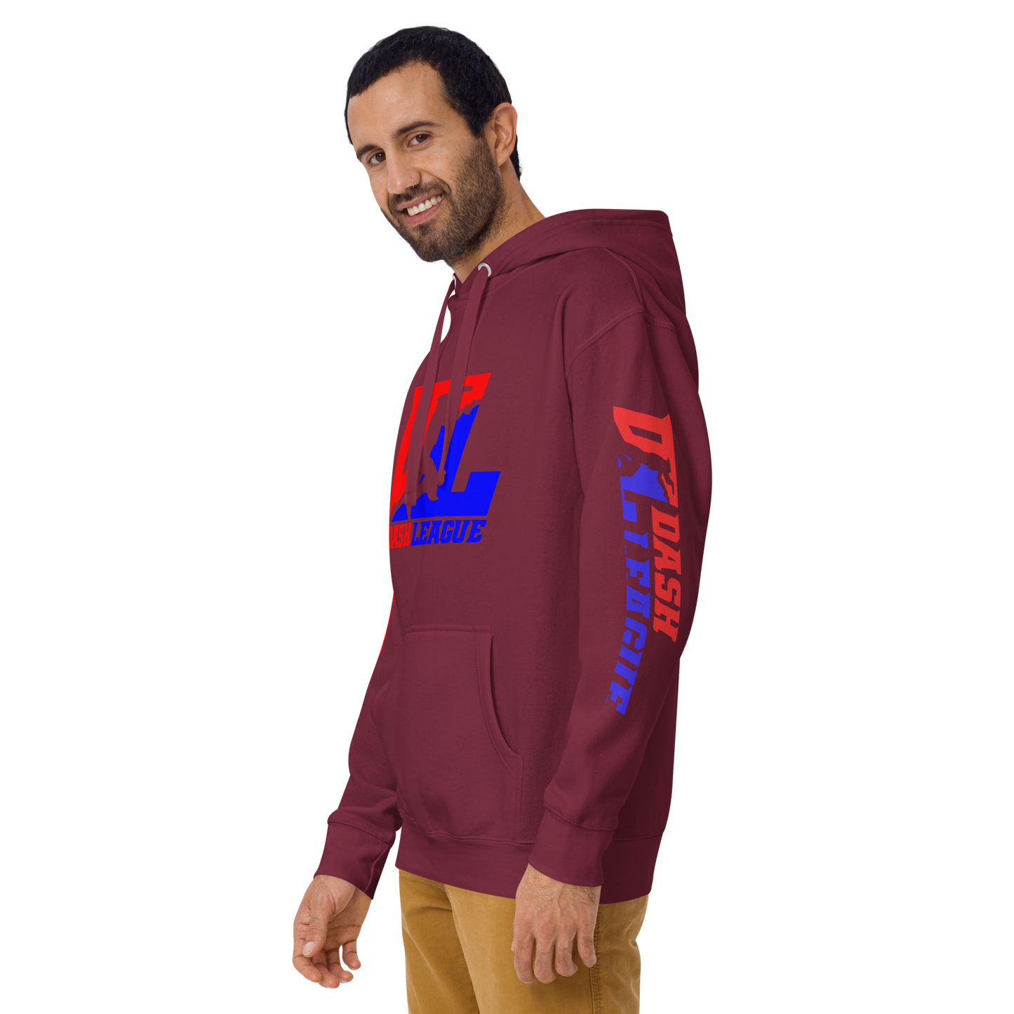 Sudadera unisex con capucha y logotipo DL en color (parte delantera y mangas)