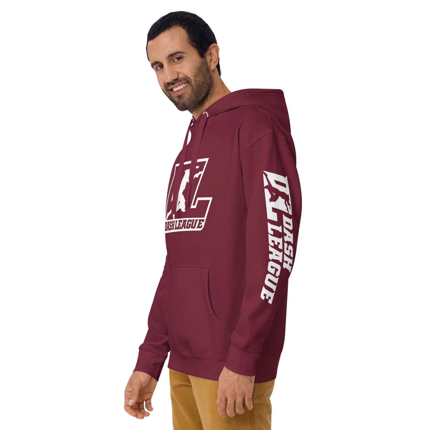 Sweat à capuche unisexe avec logo DL blanc (devant + manches)