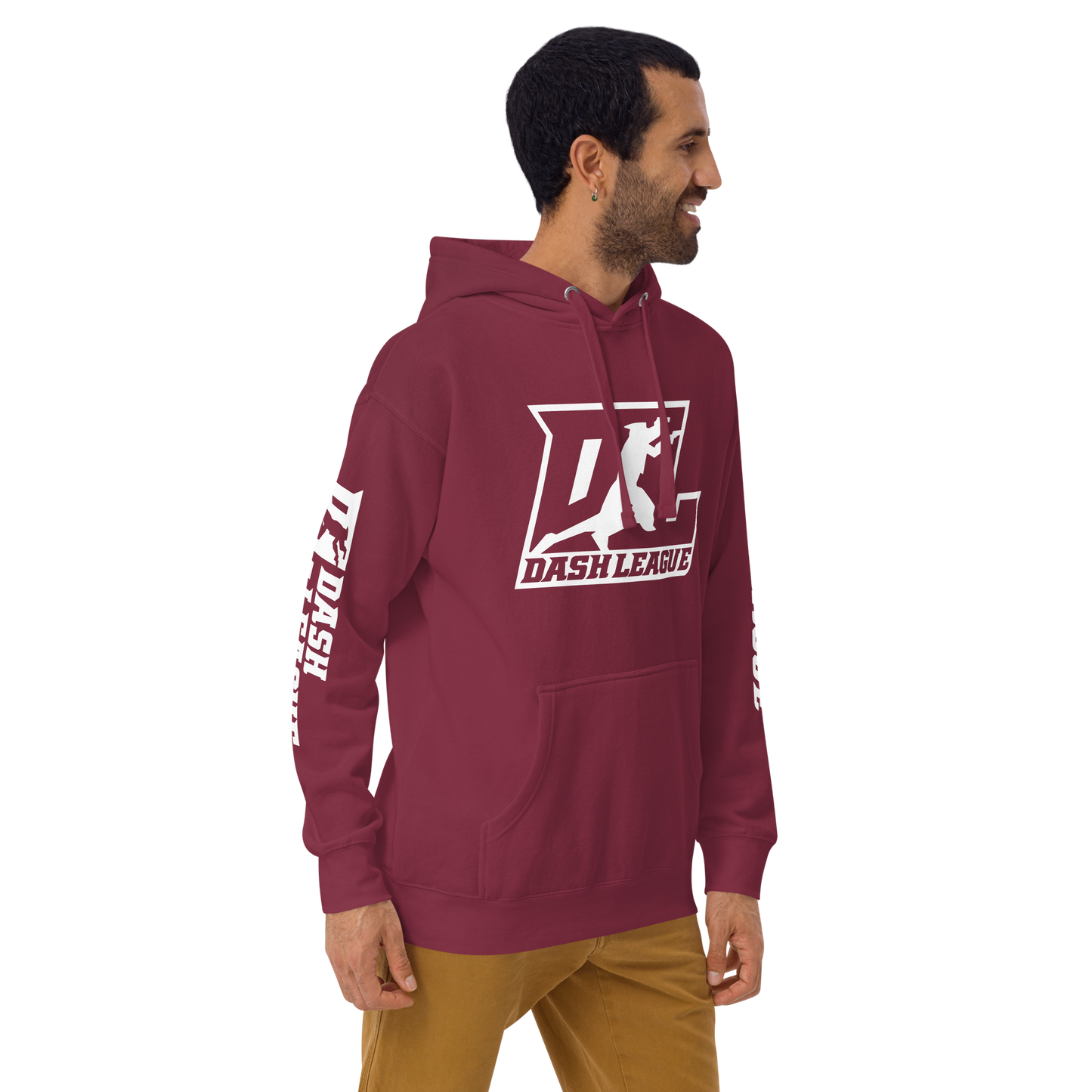 Sweat à capuche unisexe avec logo DL blanc (devant + manches)