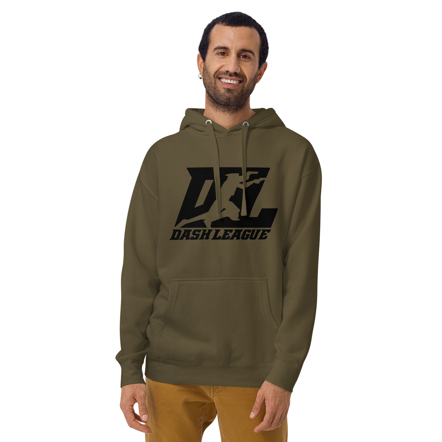 Sudadera unisex con capucha negra con logotipo DL