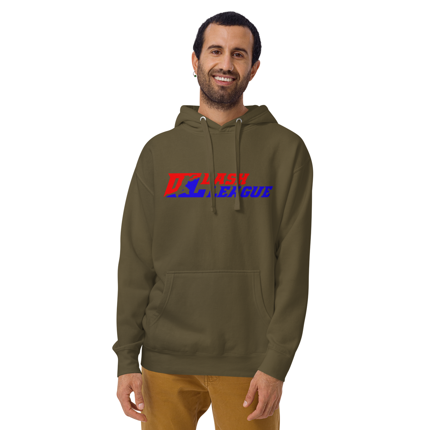 Sudadera unisex con capucha y logotipo DL de color ancho (delante y detrás)