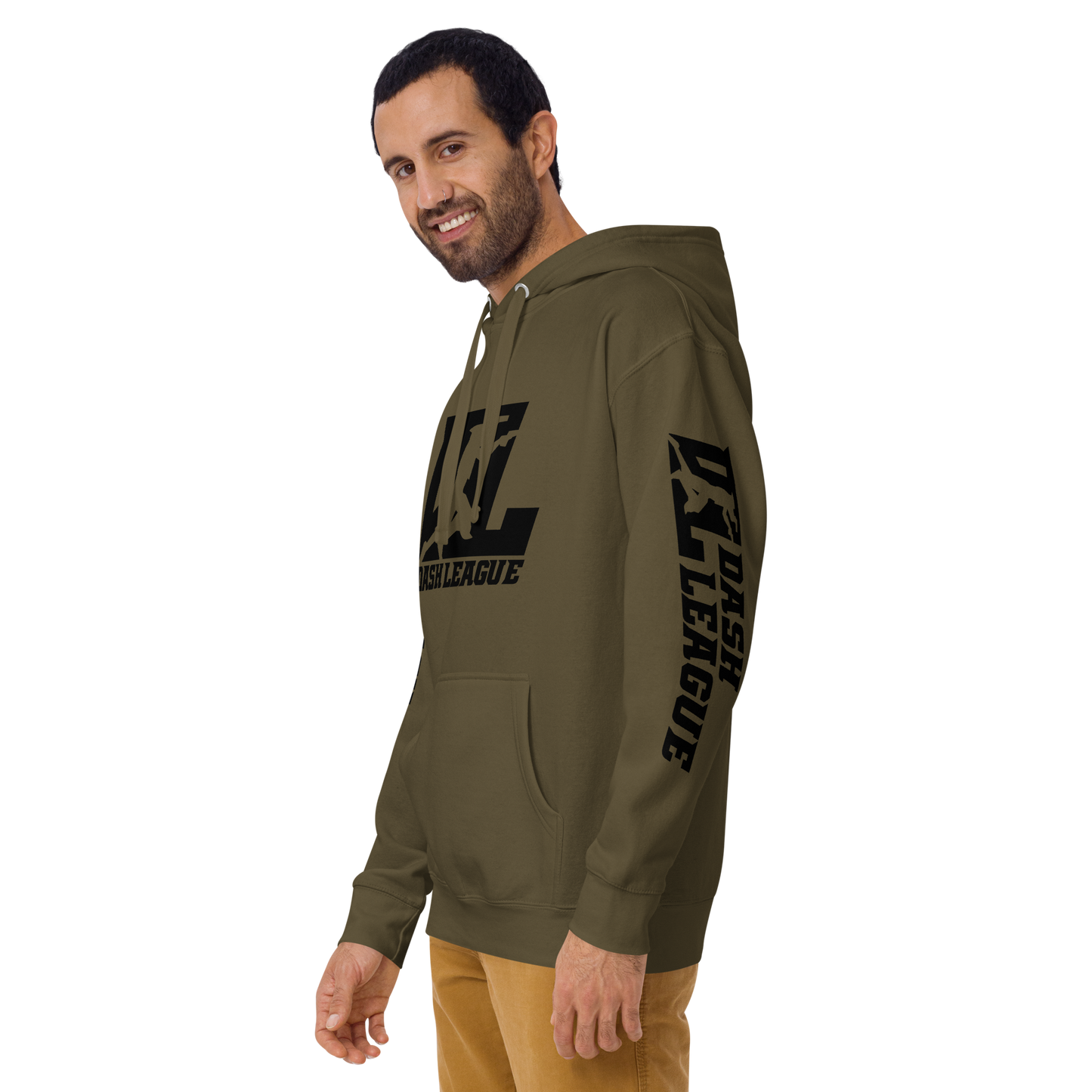 Sweat à capuche unisexe noir avec logo DL (devant + manches)