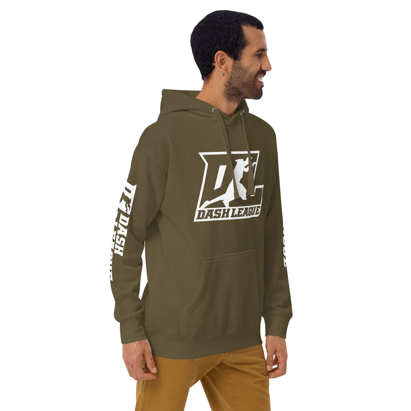 Sweat à capuche unisexe avec logo DL blanc (devant + manches)