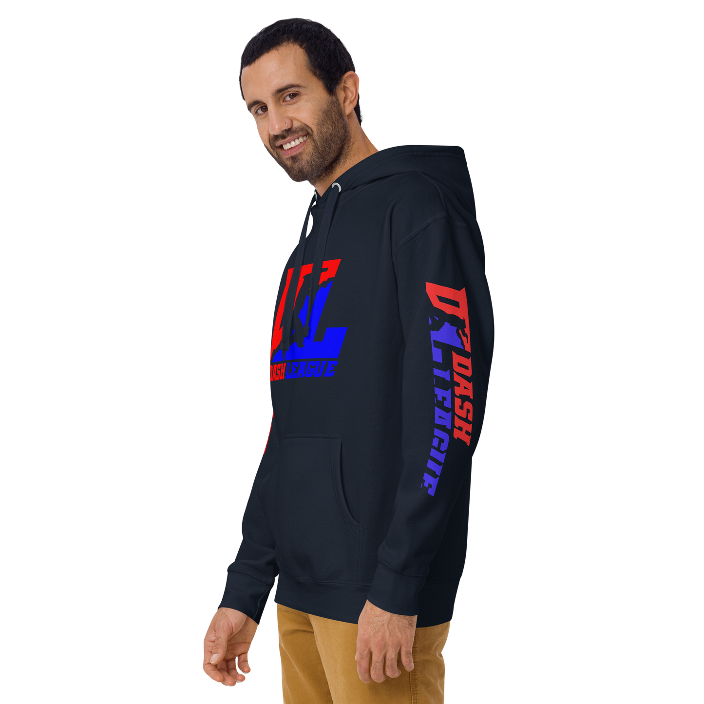 Sudadera unisex con capucha y logotipo DL en color (parte delantera y mangas)