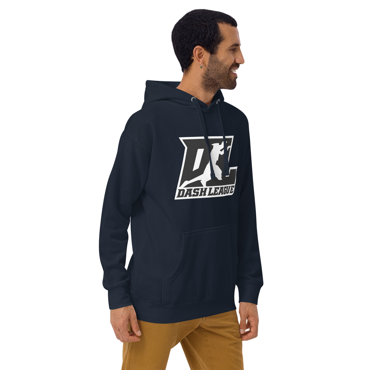 Sweat à capuche unisexe noir avec logo DL à contour blanc