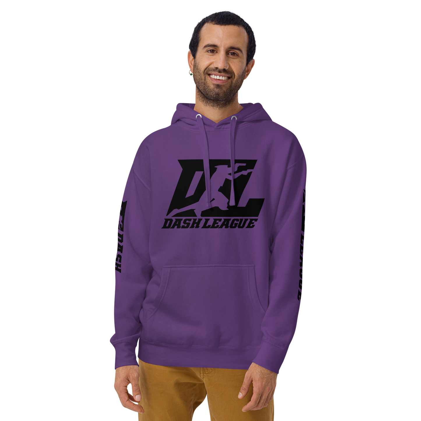 Sweat à capuche unisexe noir avec logo DL (devant + manches)