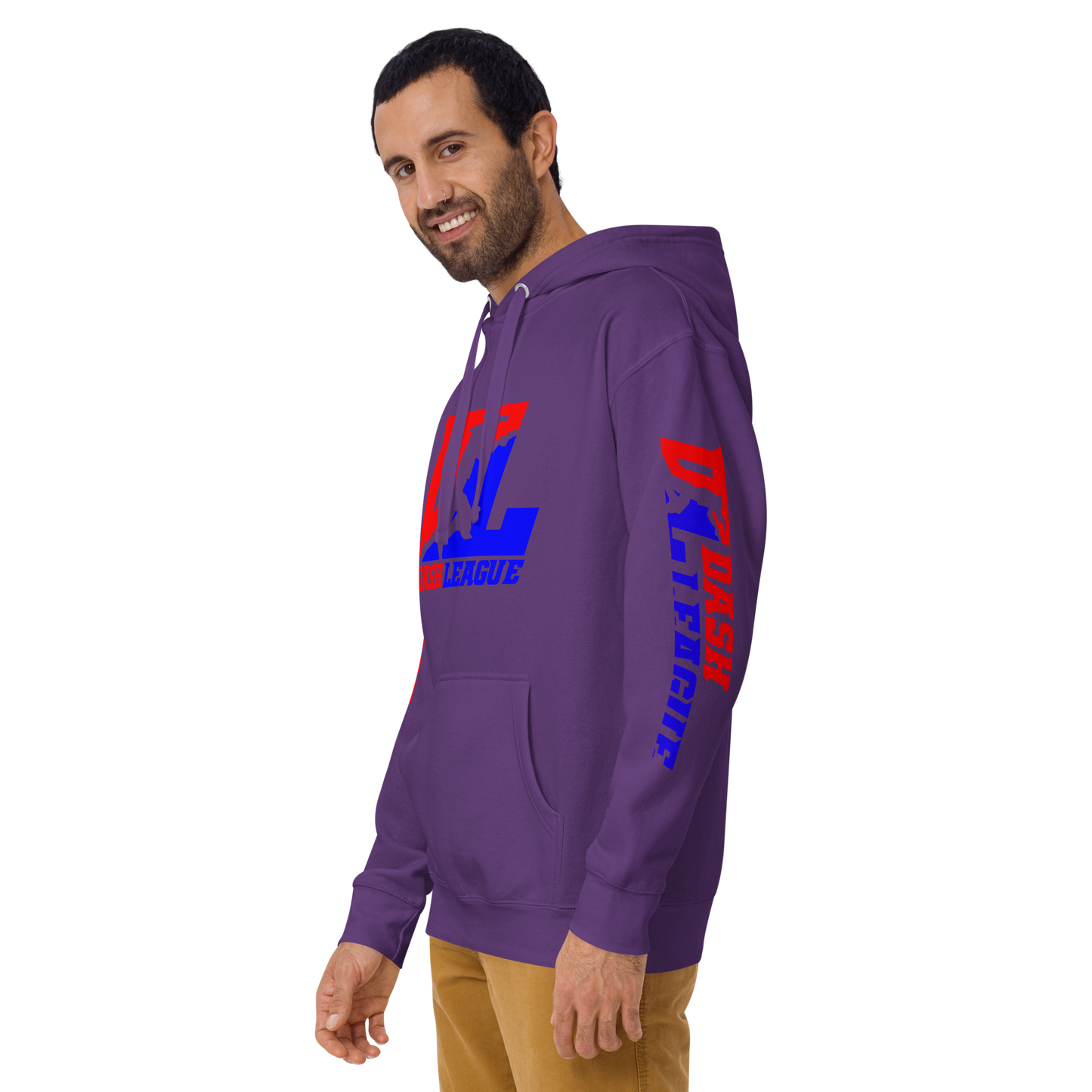 Sudadera unisex con capucha y logotipo DL en color (parte delantera y mangas)