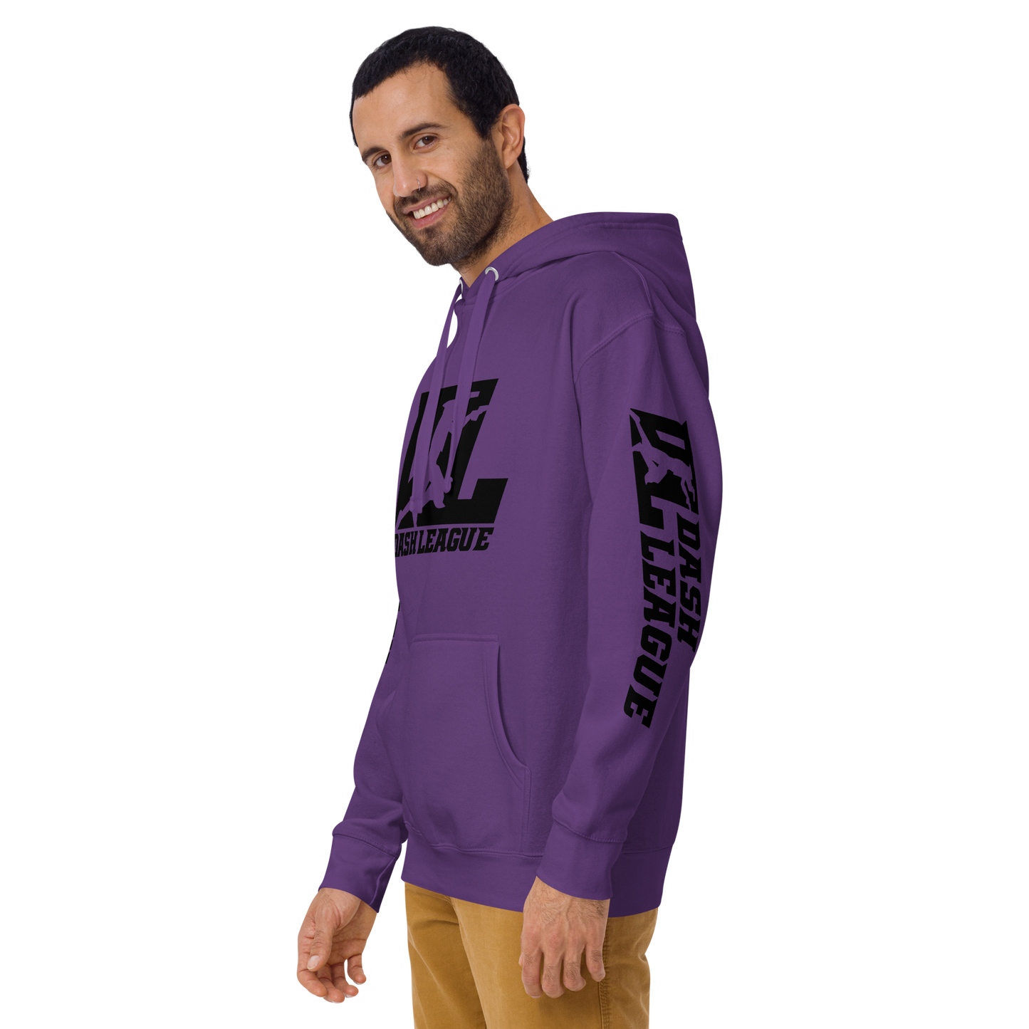 Sweat à capuche unisexe noir avec logo DL (devant + manches)