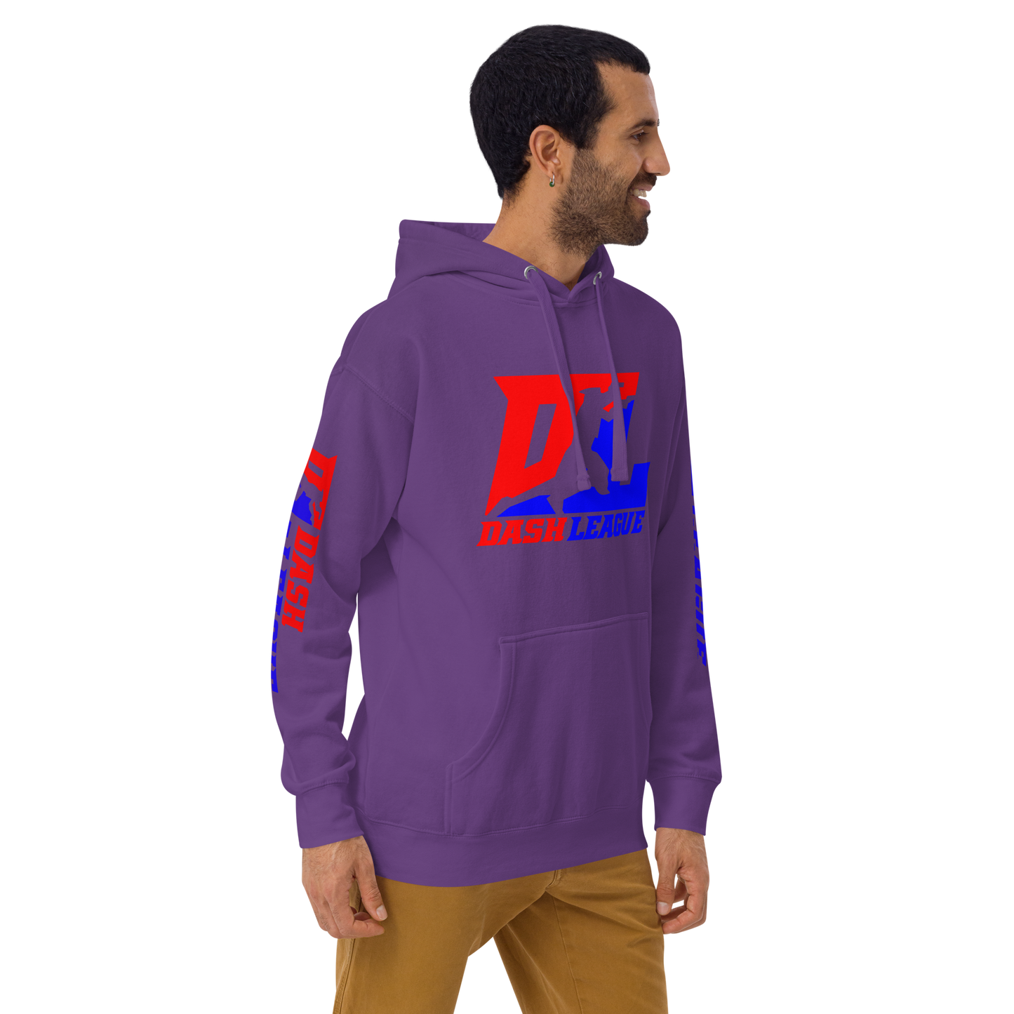 Sudadera unisex con capucha y logotipo DL en color (parte delantera y mangas)