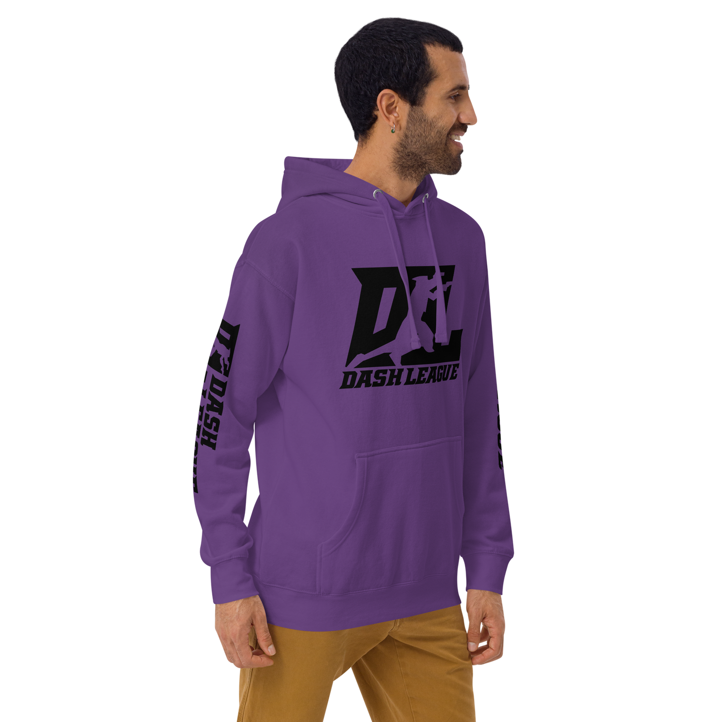 Sweat à capuche unisexe noir avec logo DL (devant + manches)