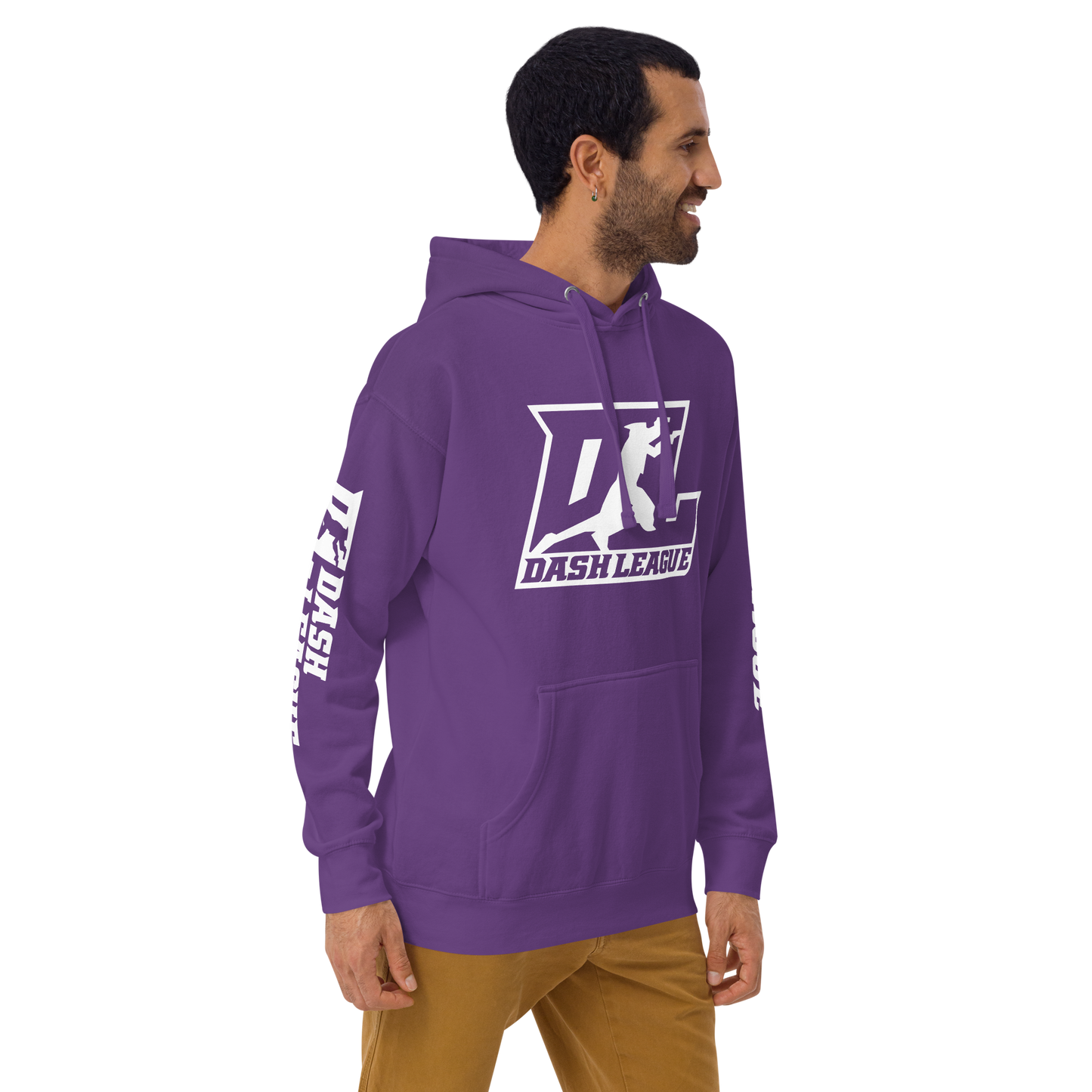Sweat à capuche unisexe avec logo DL blanc (devant + manches)