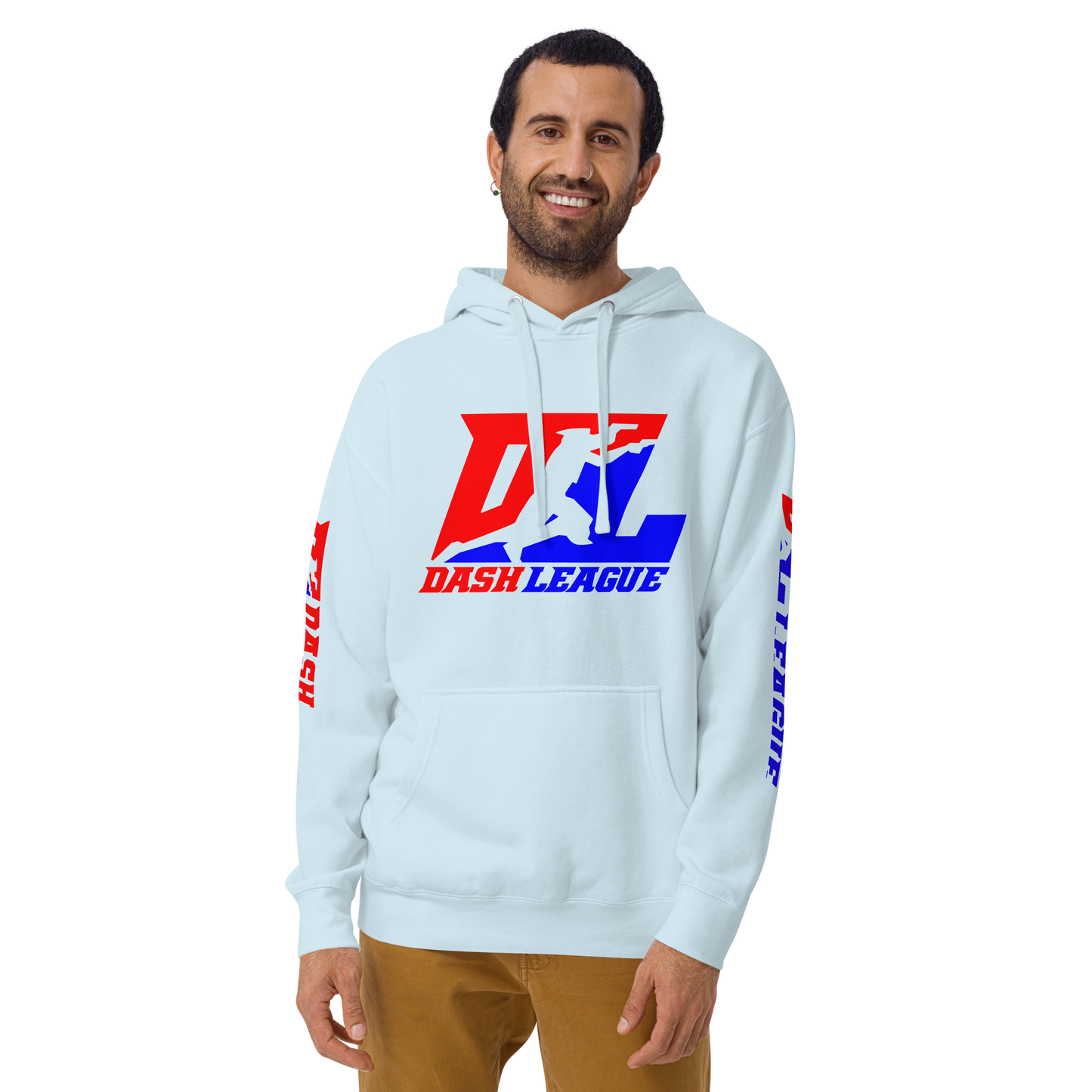 Sudadera unisex con capucha y logotipo DL en color (parte delantera y mangas)