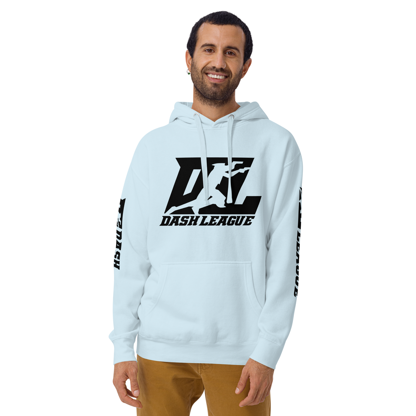 Sweat à capuche unisexe noir avec logo DL (devant + manches)