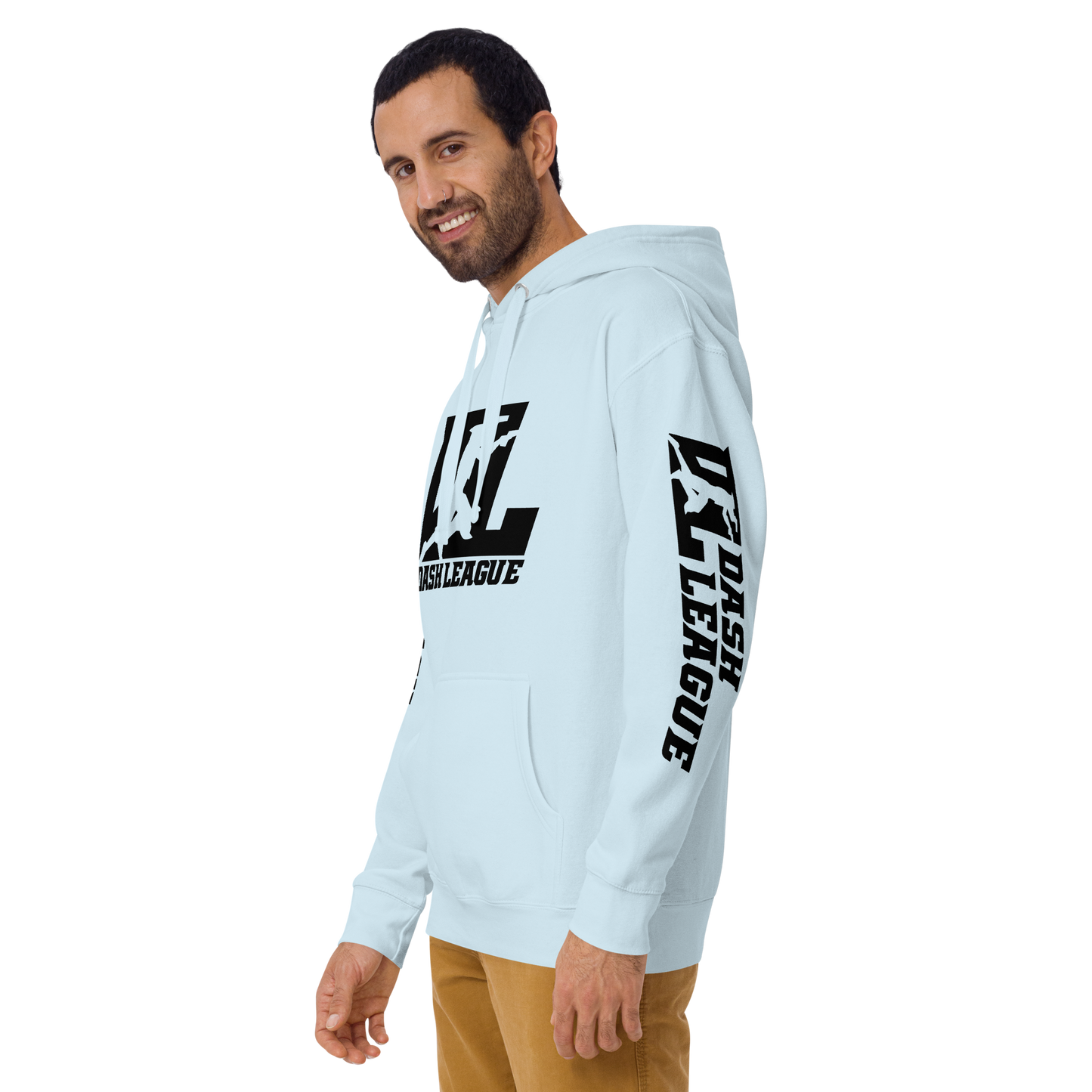 Sweat à capuche unisexe noir avec logo DL (devant + manches)