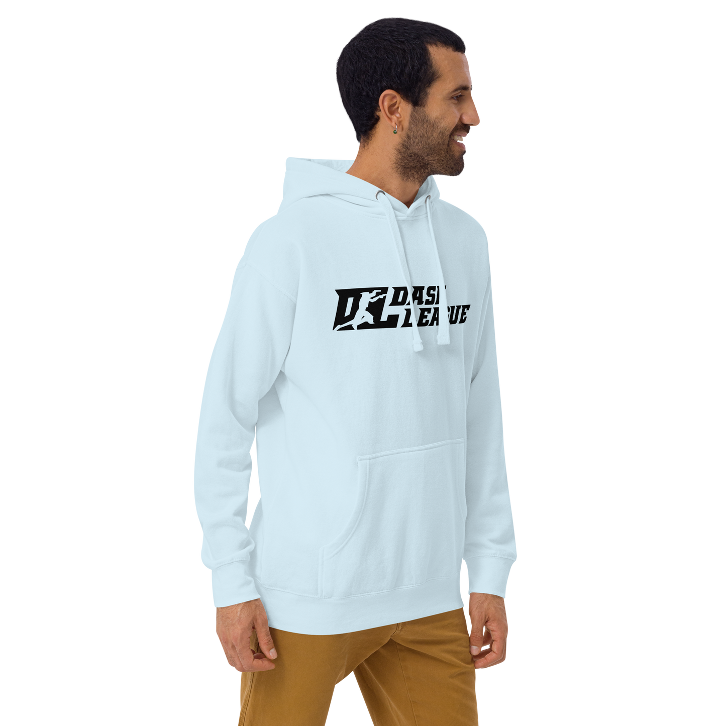 Sudadera unisex con capucha negra y logotipo ancho DL