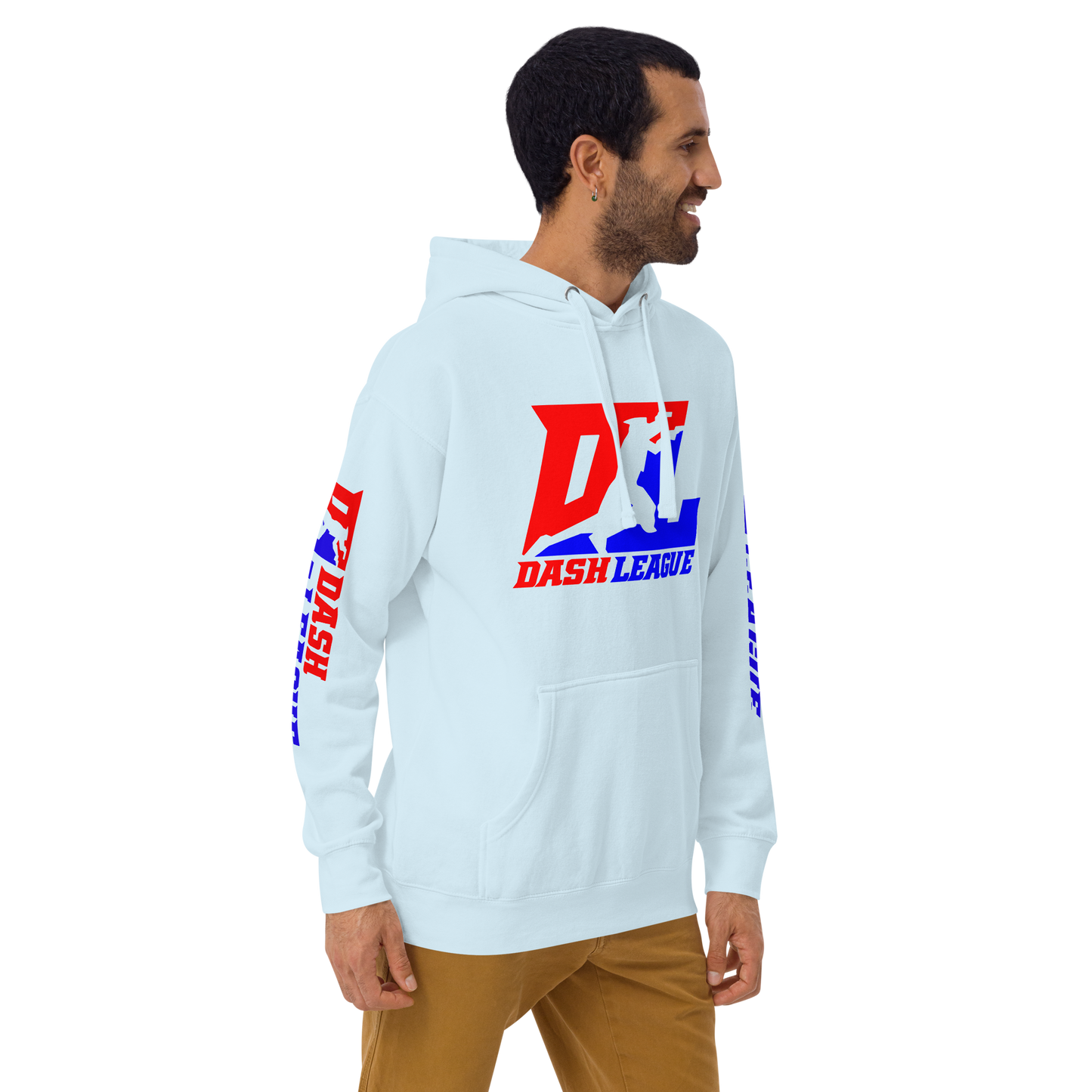 Sudadera unisex con capucha y logotipo DL en color (parte delantera y mangas)