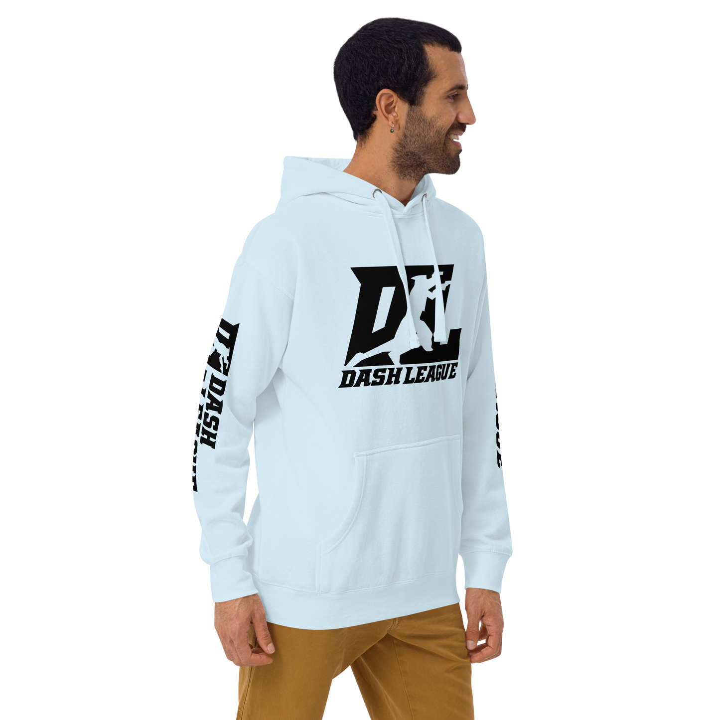 Sweat à capuche unisexe noir avec logo DL (devant + manches)