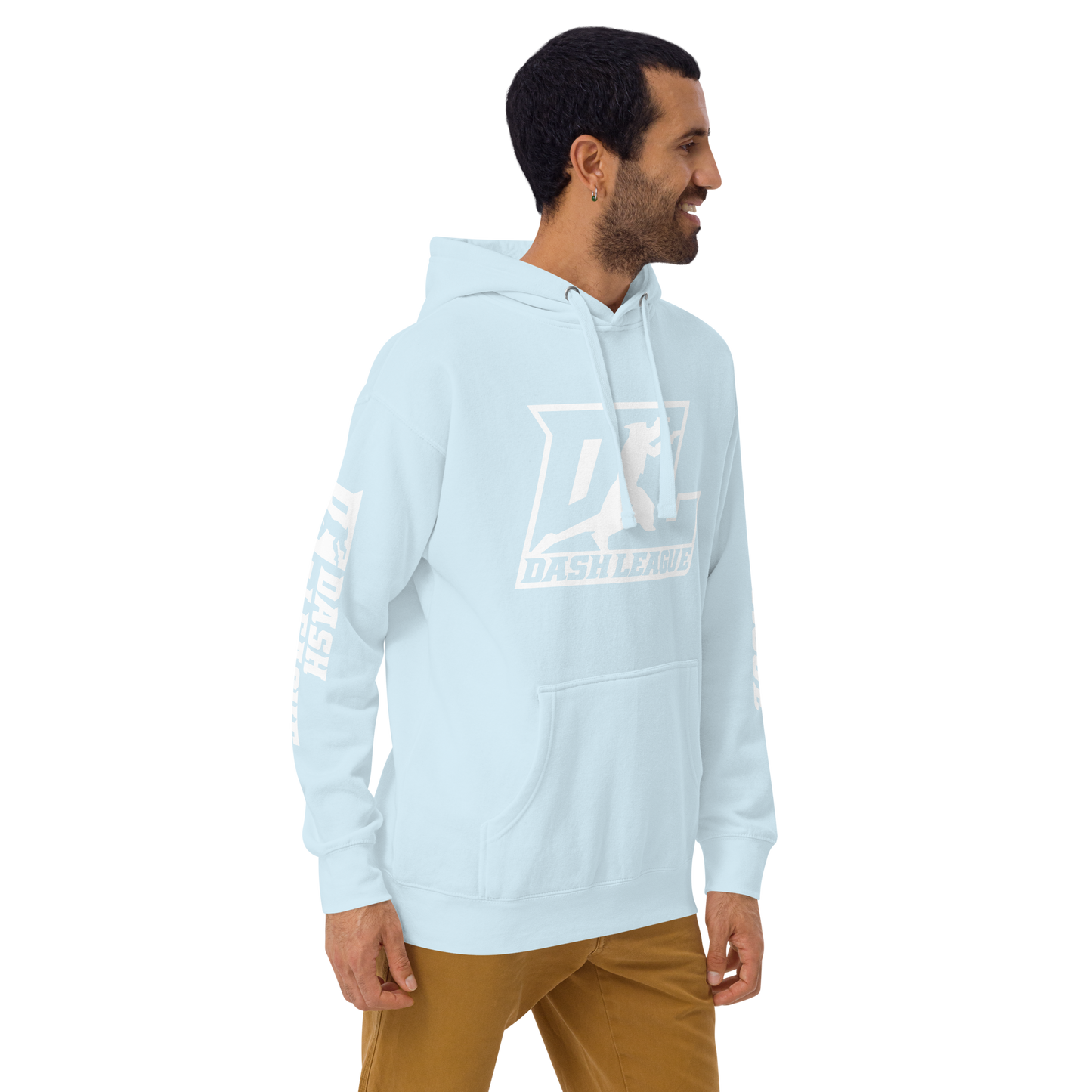 Sweat à capuche unisexe avec logo DL blanc (devant + manches)