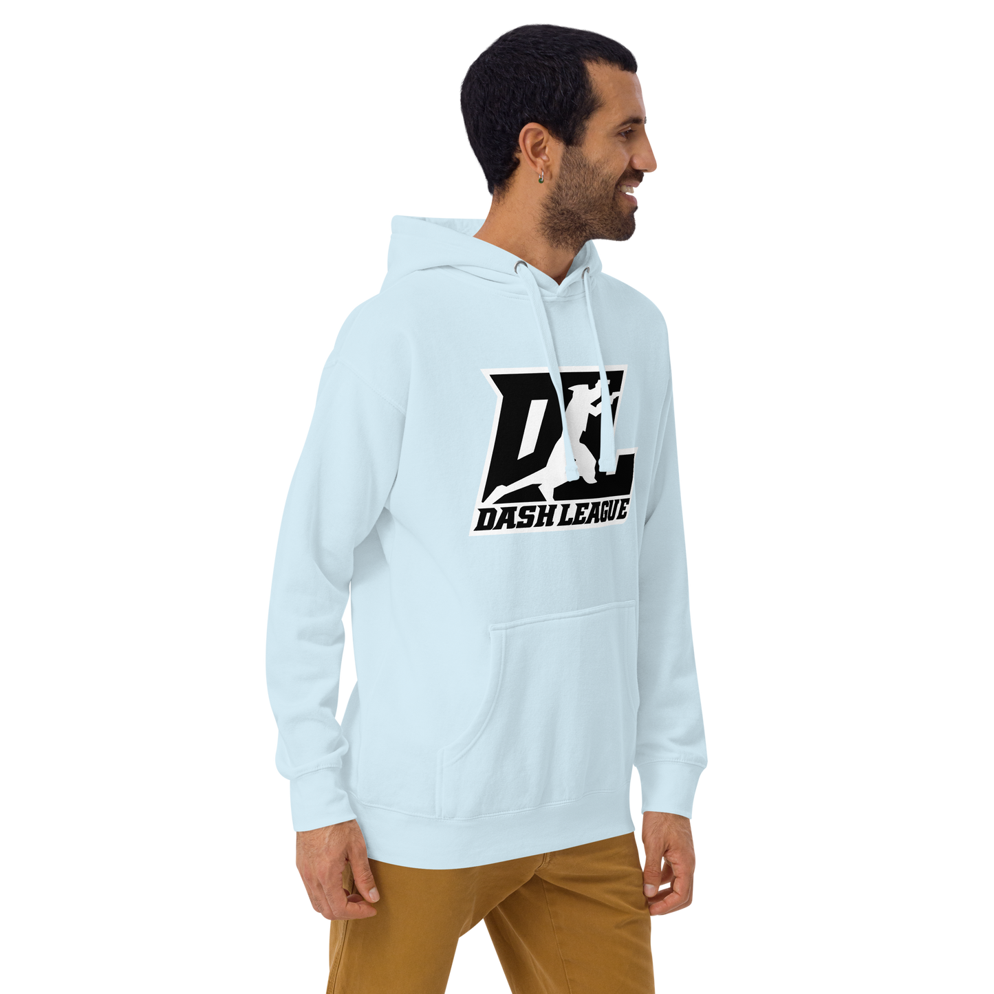 Sweat à capuche unisexe noir avec logo DL à contour blanc