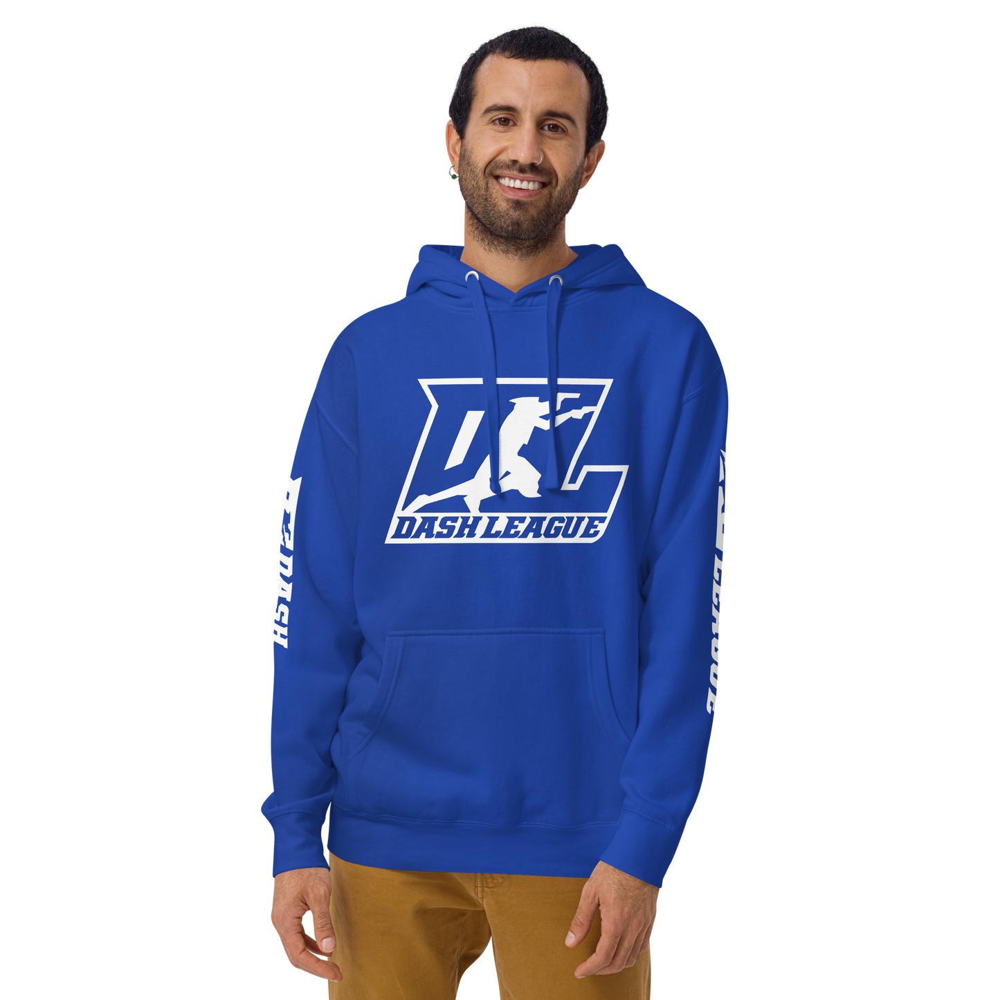 Sweat à capuche unisexe avec logo DL blanc (devant + manches)