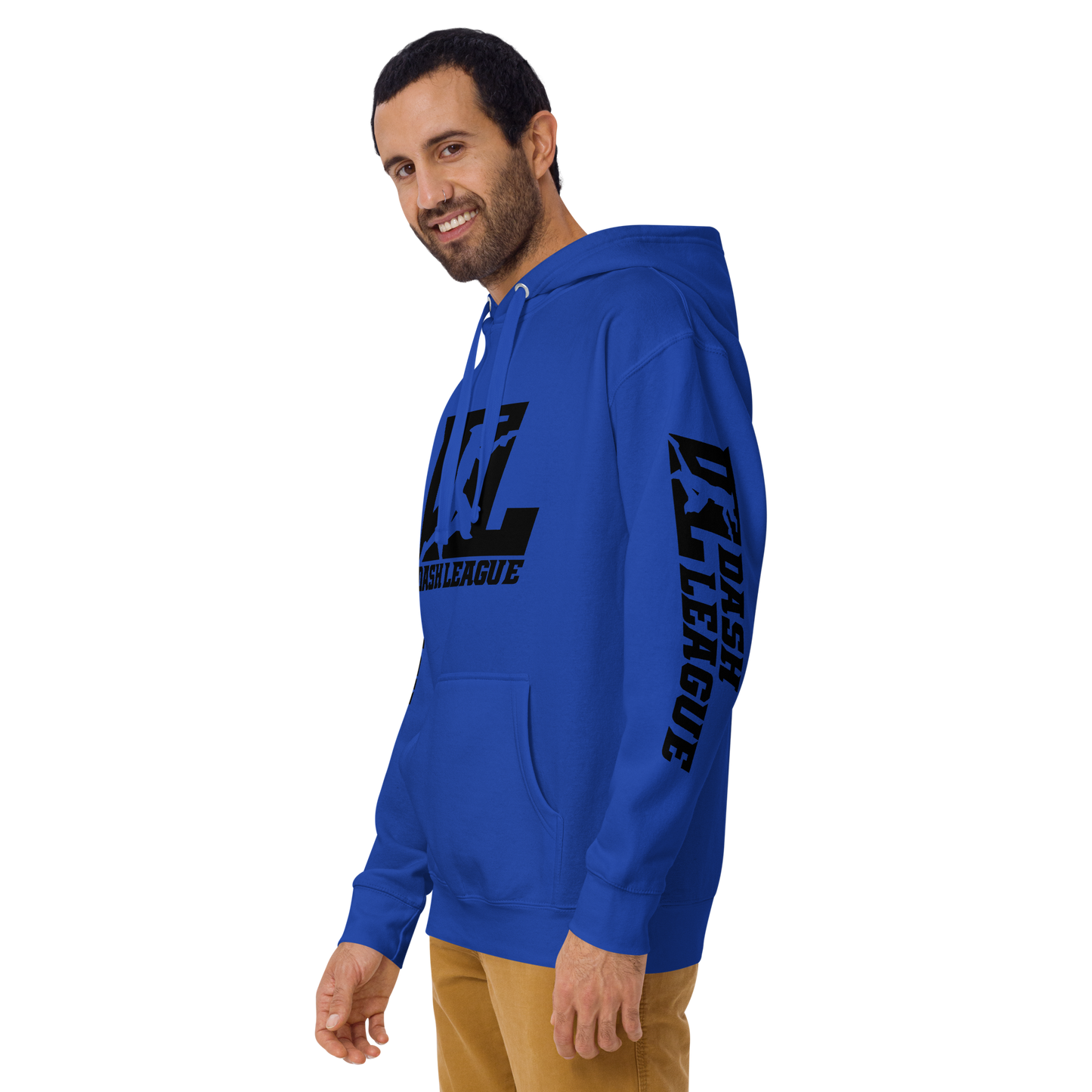 Sweat à capuche unisexe noir avec logo DL (devant + manches)