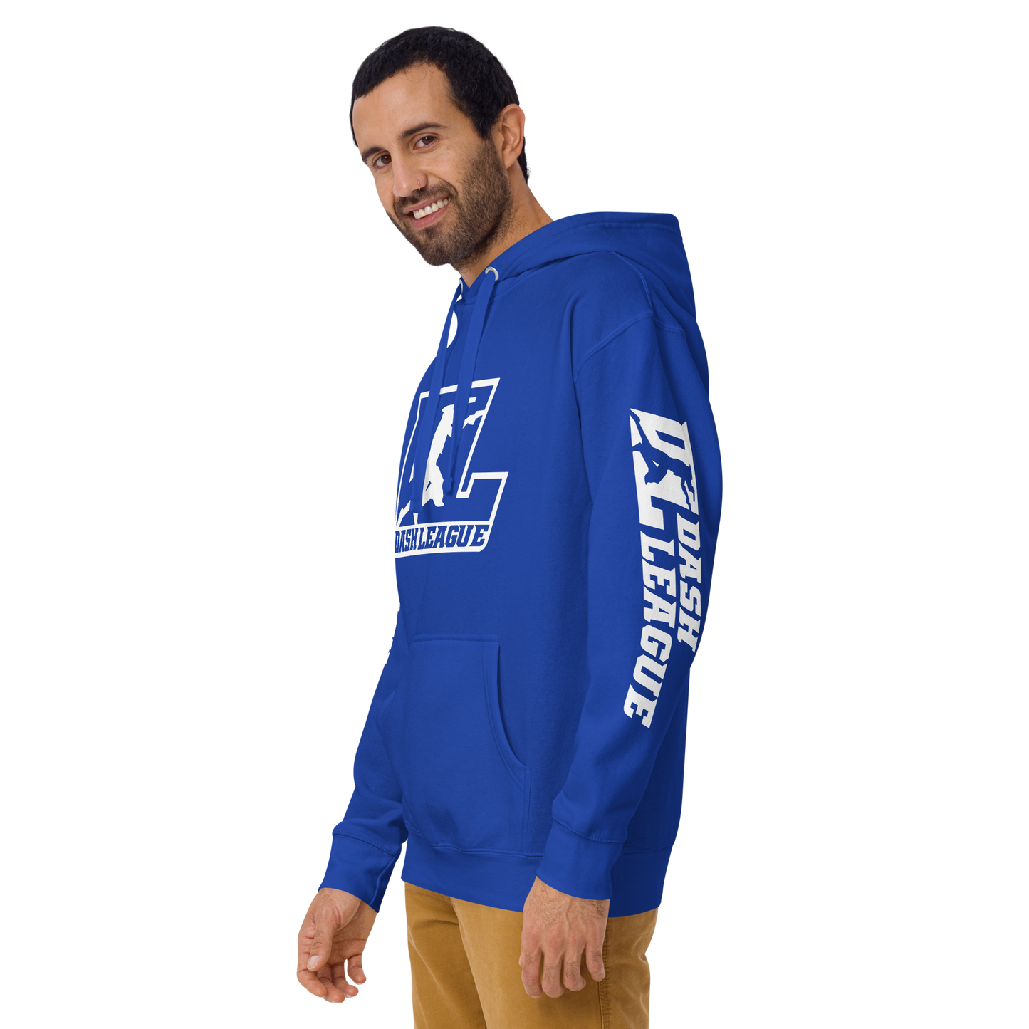Sweat à capuche unisexe avec logo DL blanc (devant + manches)