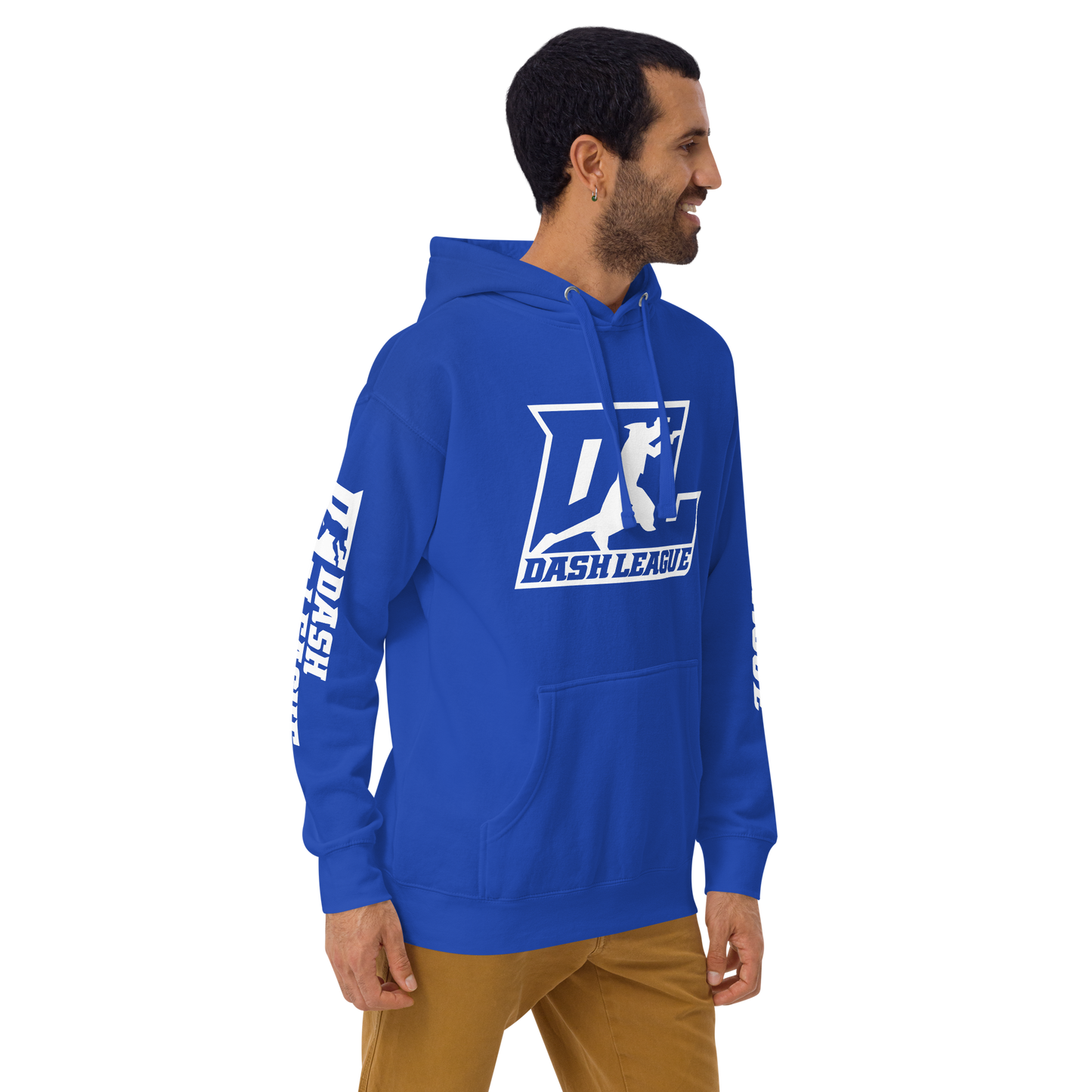 Sweat à capuche unisexe avec logo DL blanc (devant + manches)