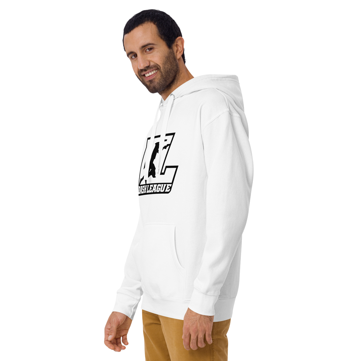 Sweat à capuche unisexe avec logo DL noir (avant + arrière)