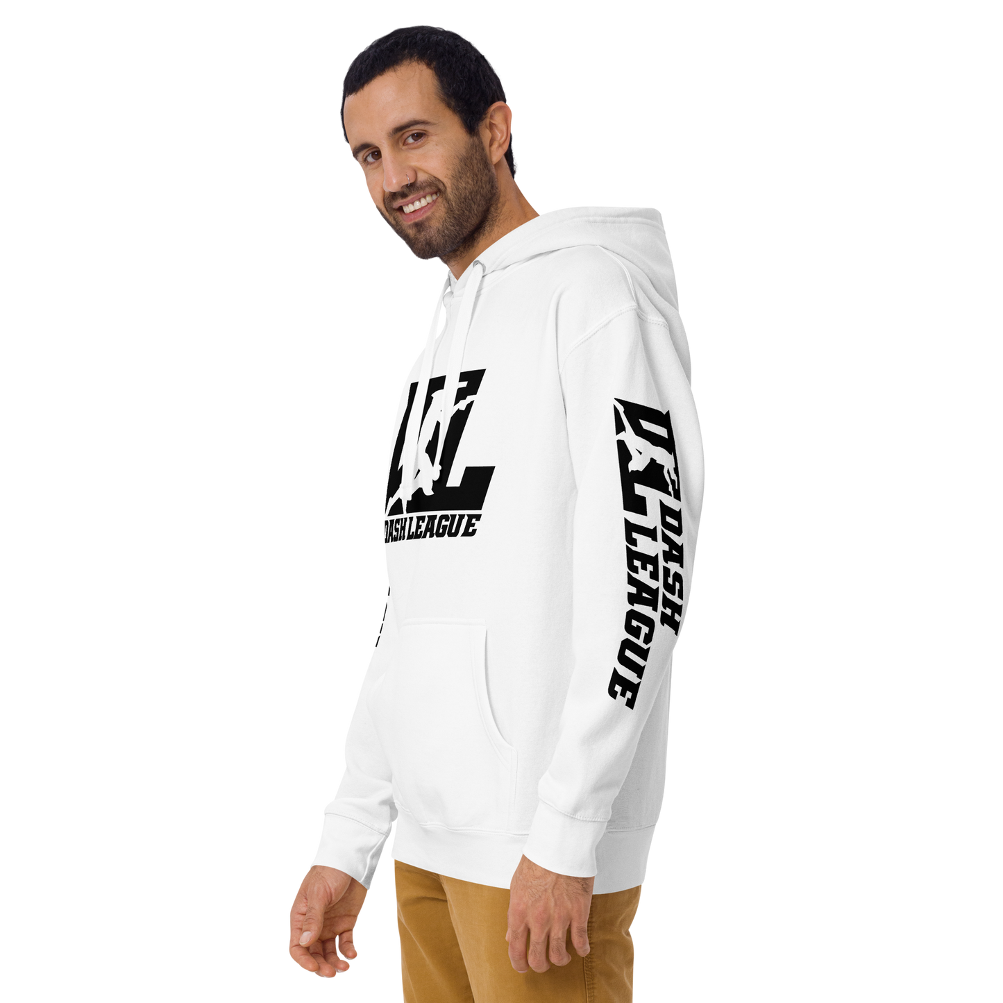 Sweat à capuche unisexe noir avec logo DL (devant + manches)