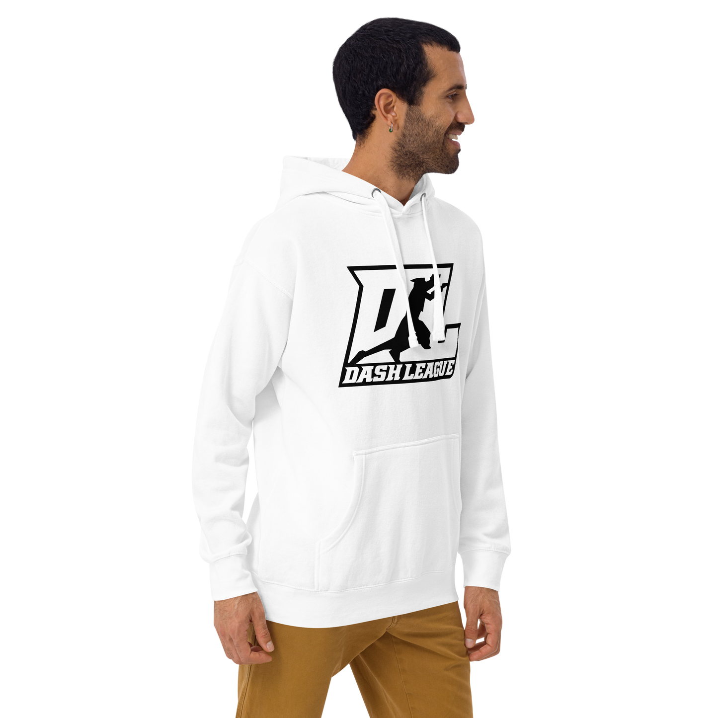 Sweat à capuche unisexe avec logo DL noir (avant + arrière)