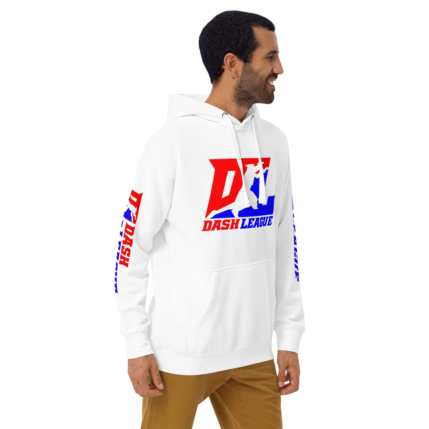 Sudadera unisex con capucha y logotipo DL en color (parte delantera y mangas)