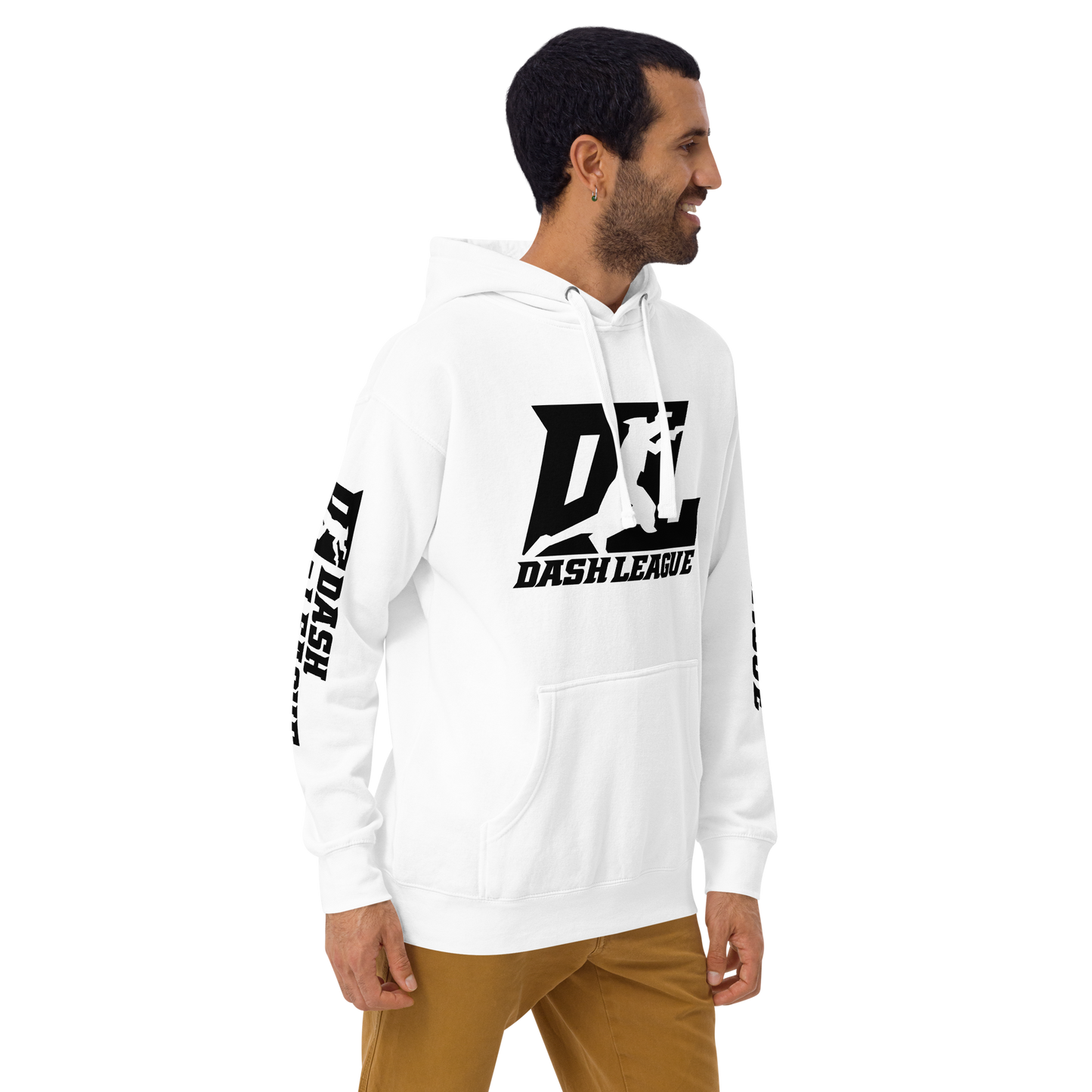 Sweat à capuche unisexe noir avec logo DL (devant + manches)