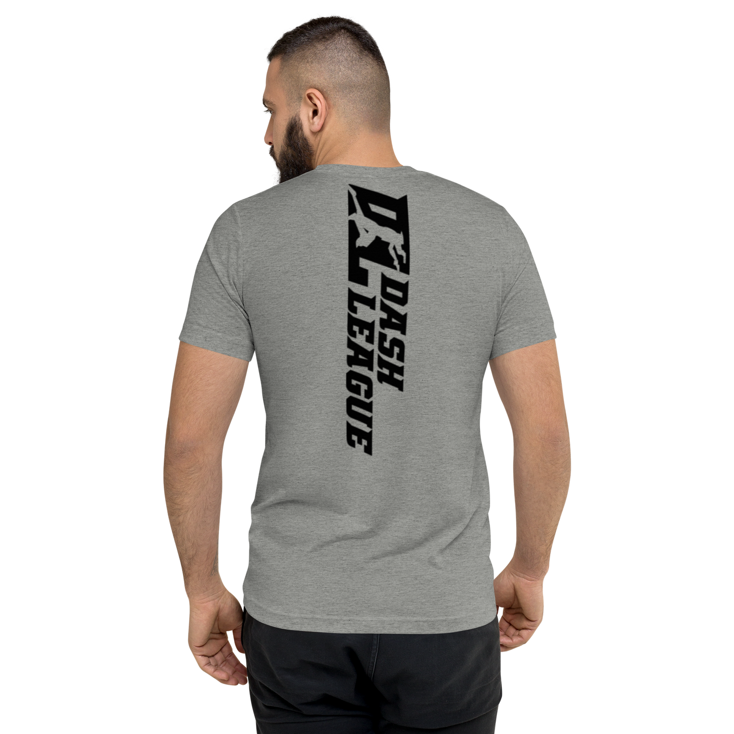 Camisa unisex de mezcla tricolor negra con logotipo DL ancho (delante y detrás)