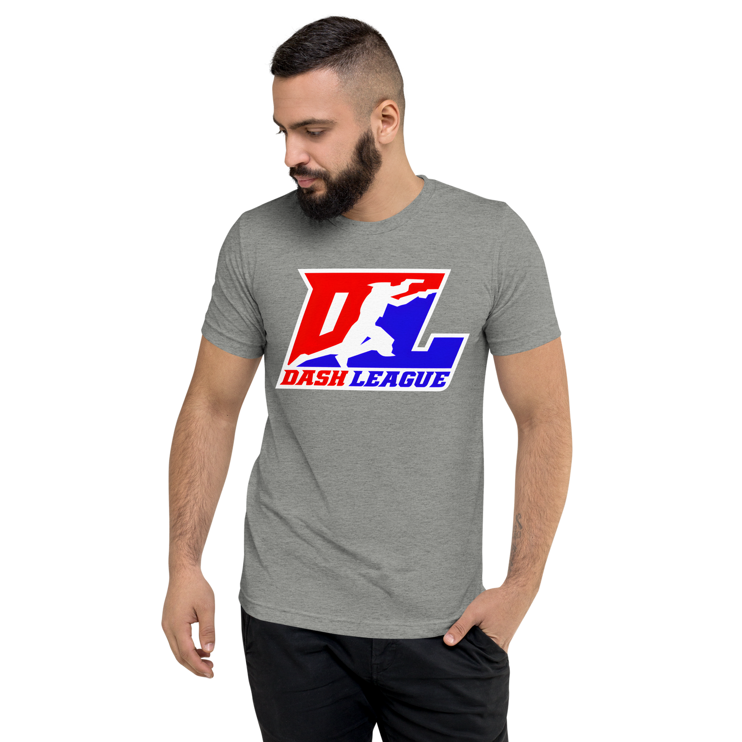 Tri-Blend Shirt Color with White Outline DL Logo (Front+Back)