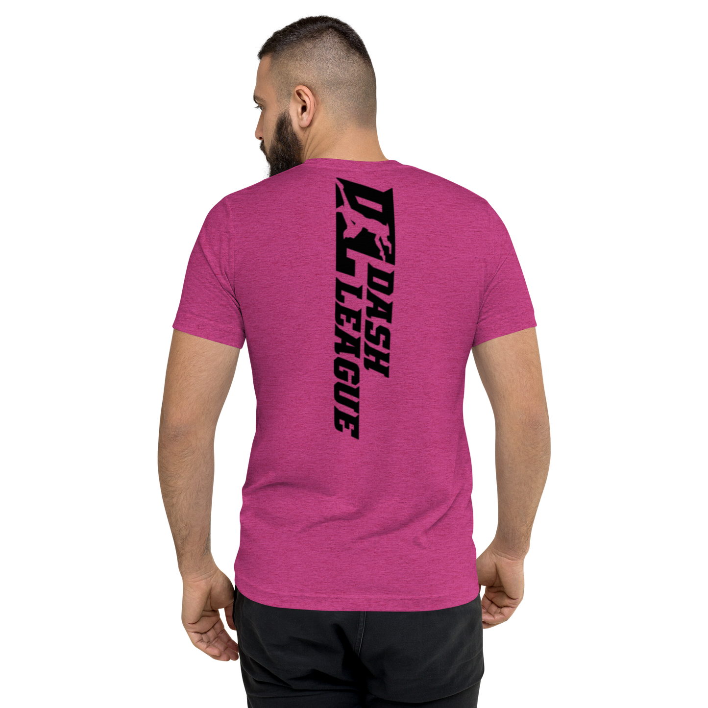 Camisa unisex de mezcla tricolor negra con logotipo DL ancho (delante y detrás)